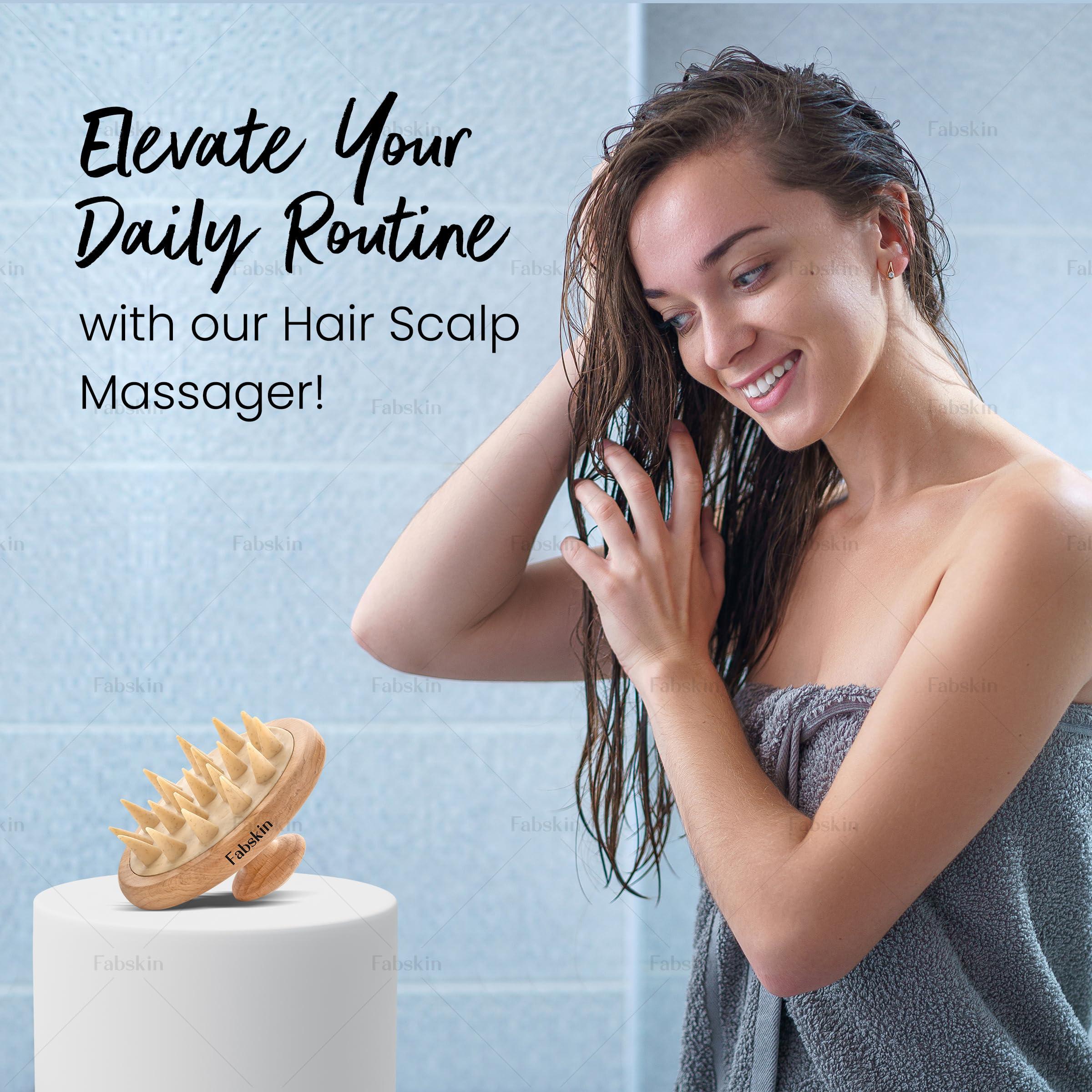 FABSKIN Fabskin Wooden Scalp Massager Shampoo Hair Brush | Relaxing Head Massager | Promotes Hair Growth & Removes Dandruff