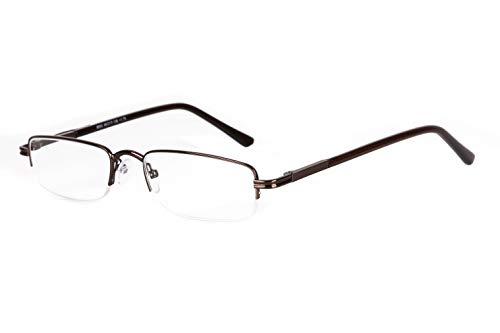 IMPULSE IMPULSE Metal Half Rim Near Vision Reading Glasses For Men and Women (+2.00, Brown)