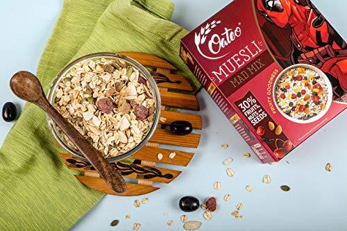 Oateo Oateo Muesli Mad mix 800g (Pack of 2, 400 Grams Each) | Quick and easy breakfast option. Full of fruity goodness and natural flavours. Easy European style breakfast. Sugar free. Crunchy muesli