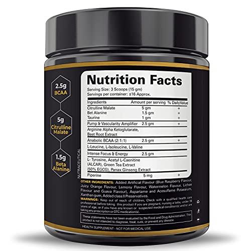 WellsPro Wellspro Insane Pre Workout 250g gym supplements for men Ultimate Performance & Energy Compound with Pump & Vascularity Amplifier, BCAA, Beet root & green tea (Mix Berry Flavor, 16 Servings)