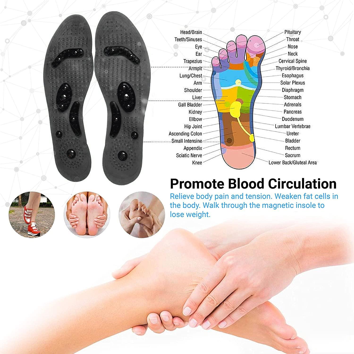 TREZOP Trezop Acupuncture point soles slimming health insoles magnetic therapy massage insole (Male(Free Size), Black (Pack of 1))