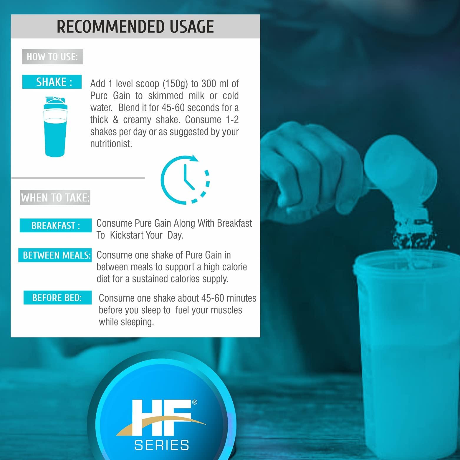 HF Series HF Series Pure Gain Mass Gainer Powder | High-Calorie | Weight Gainer Powder | 48g Protein | 11.01g BCAAs | 8.66g Glutamic Acid | Chocolate Supreme | 3kg / 6.6lbs