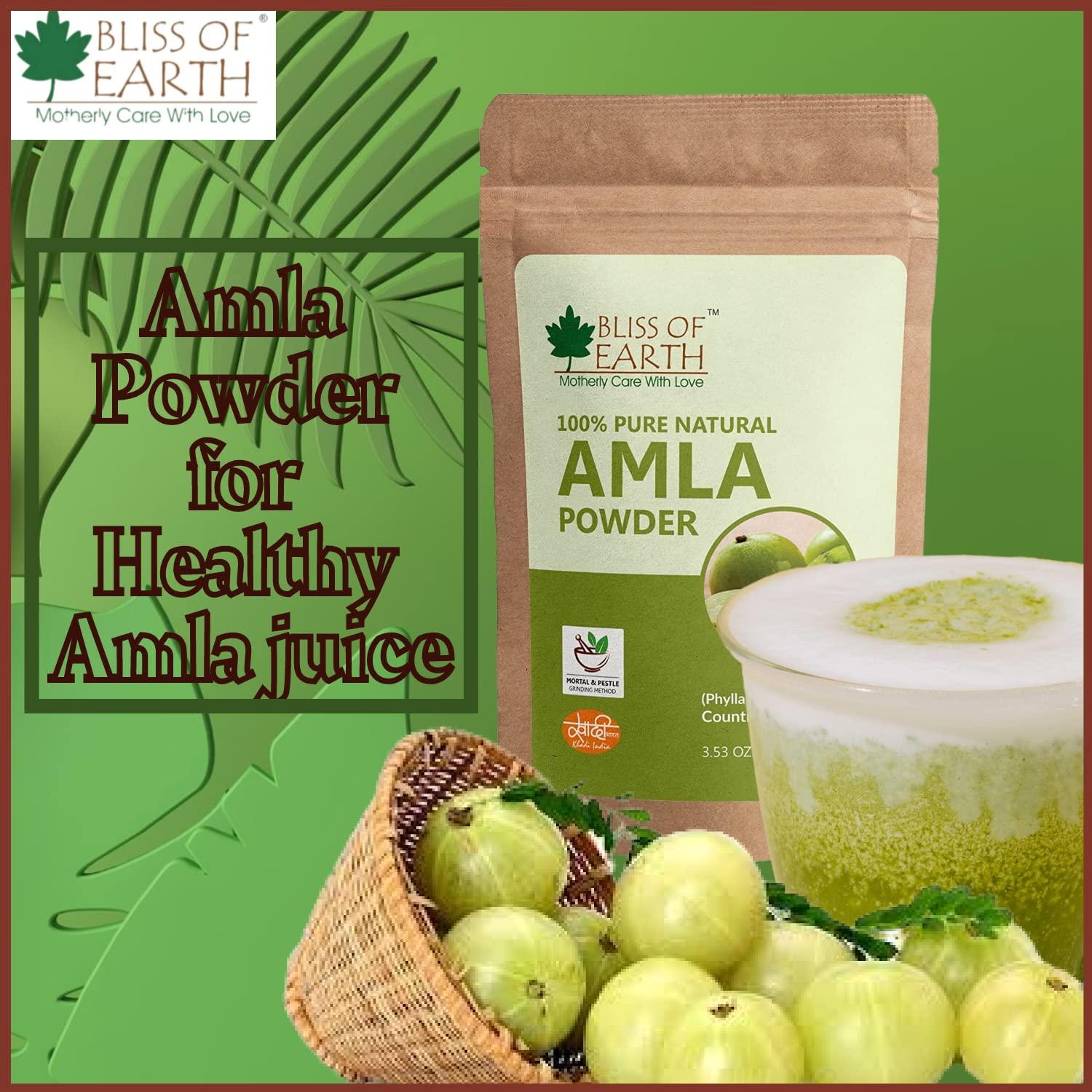BLISS OF EARTH Bliss of Earth Amla Powder 453gm For Eating Drinking & Hair Growth, Immunity Booster Pack Of 5