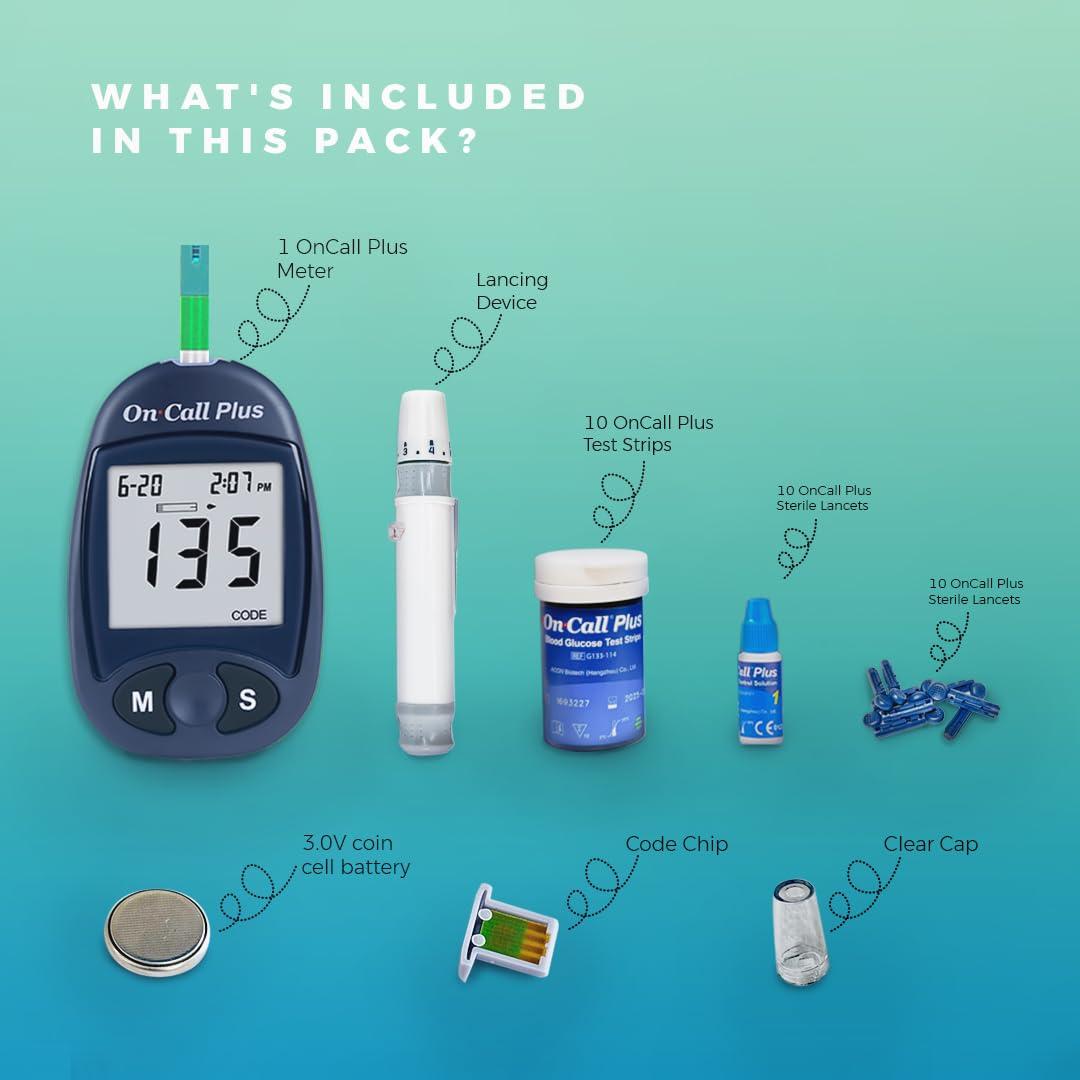 ON CALL PLUS On Call Plus Glucometer with 10 FREE strips from ACON USA