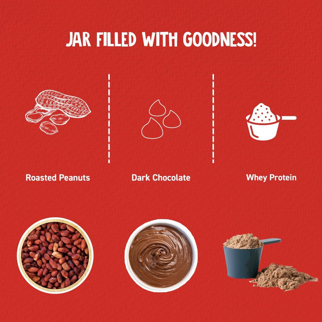 Alpino ALPINO High Protein Dark Chocolate Peanut Butter Smooth 1kg - Roasted Peanuts, Dark Chocolate, Whey Protein & Pea Protein 30g Protein, Gluten Free - High Protein Peanut Butter Creamy