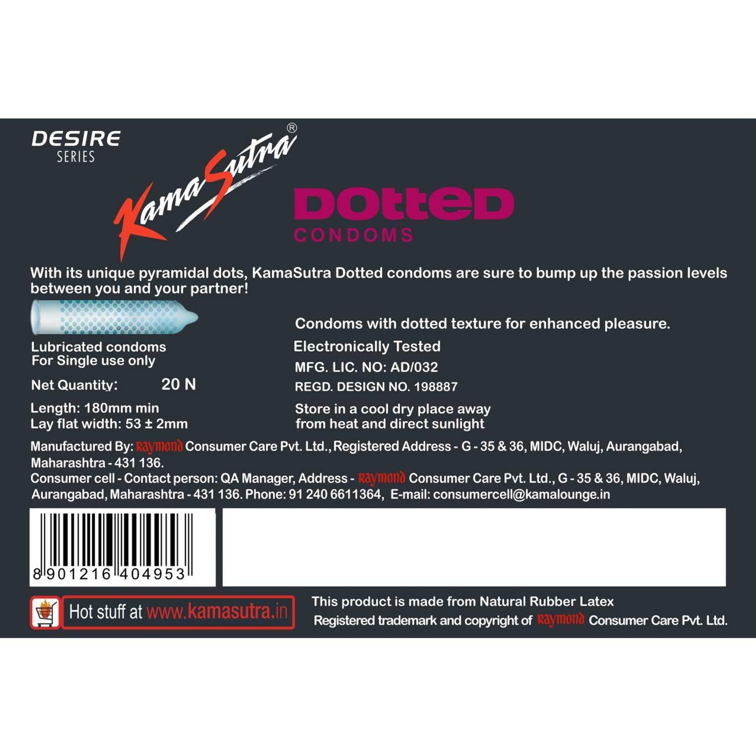 KamaSutra Kamasutra Desire Series Condoms For Men, Unique Power Ribbed Texture, 20 Ribbed Condoms & Condoms For Men, Unique Power Dotted Texture, 20 Dotted Condoms