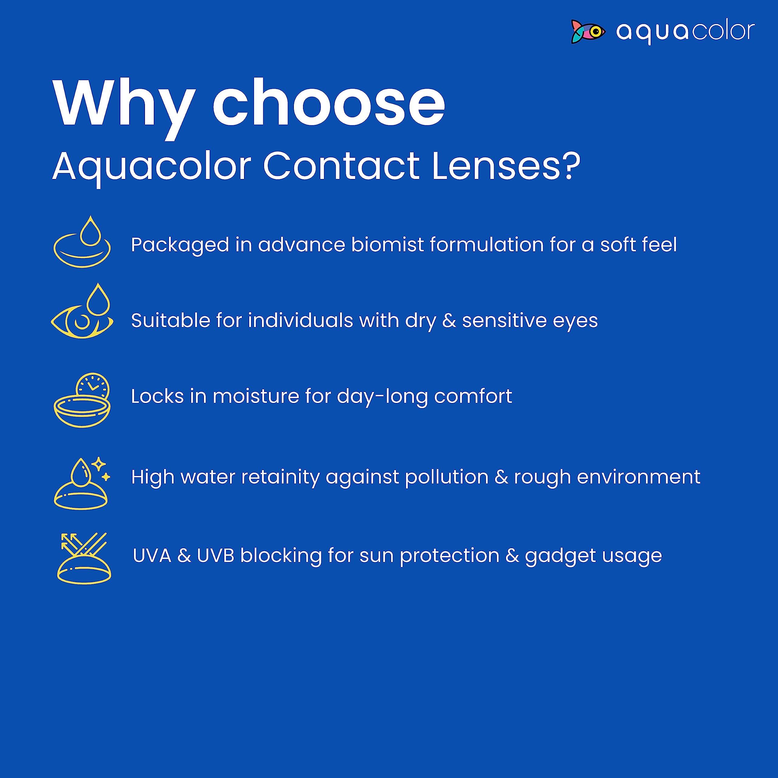 AQUALENS CONTACT LENSES AQUALENS CONTACT LENSES Aquacolor Monthly Disposable Colored Lenses With 0 Power-Venus Grey-(2 Lens/Box)
