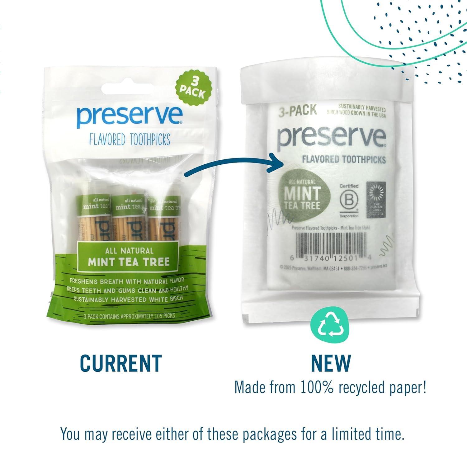 Preserve Preserve Flavored Toothpicks, Mint Tea Tree, 3 Count