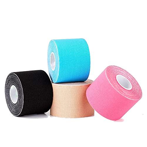 Electrotech HealthOn Kinesiology Tape | Kinesiology Tapes Waterproof | Sports Tape | Knee, Elbow, Shoulders, Ankles, Wrists, Back, Neck, arms & Thigh on Injury | Uncut Muscle Support Tape | 5cm x 5m roll