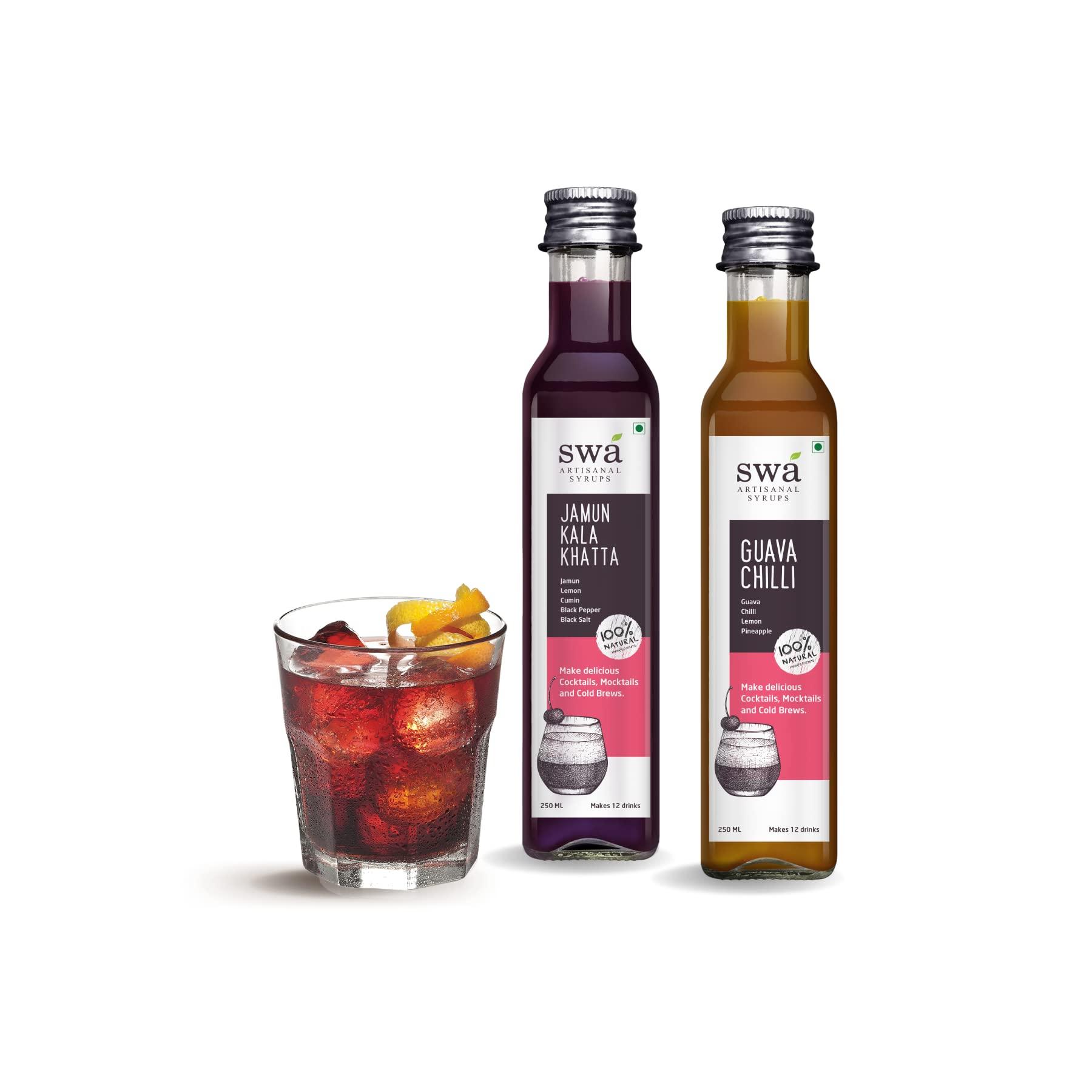Swa Artisanal Syrups Swa Artisanal Syrups - Vodka Cocktail Mixer Combo, 100% Natural, Makes 24-30 Drinks - Pack Of 2 Syrups (250Ml X 2), Liquid