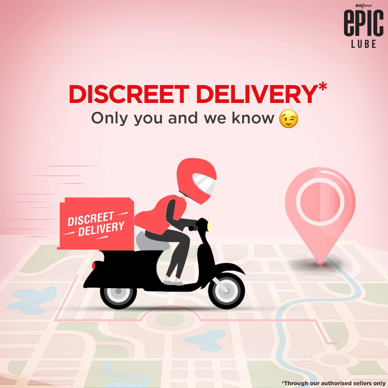 Manforce Epic Lube, Strawberry Flavoured Lubrication Gel for Men & Women, Water-Based Gel, Skin-Friendly, Safe to Use with Condoms, 60ml x 4