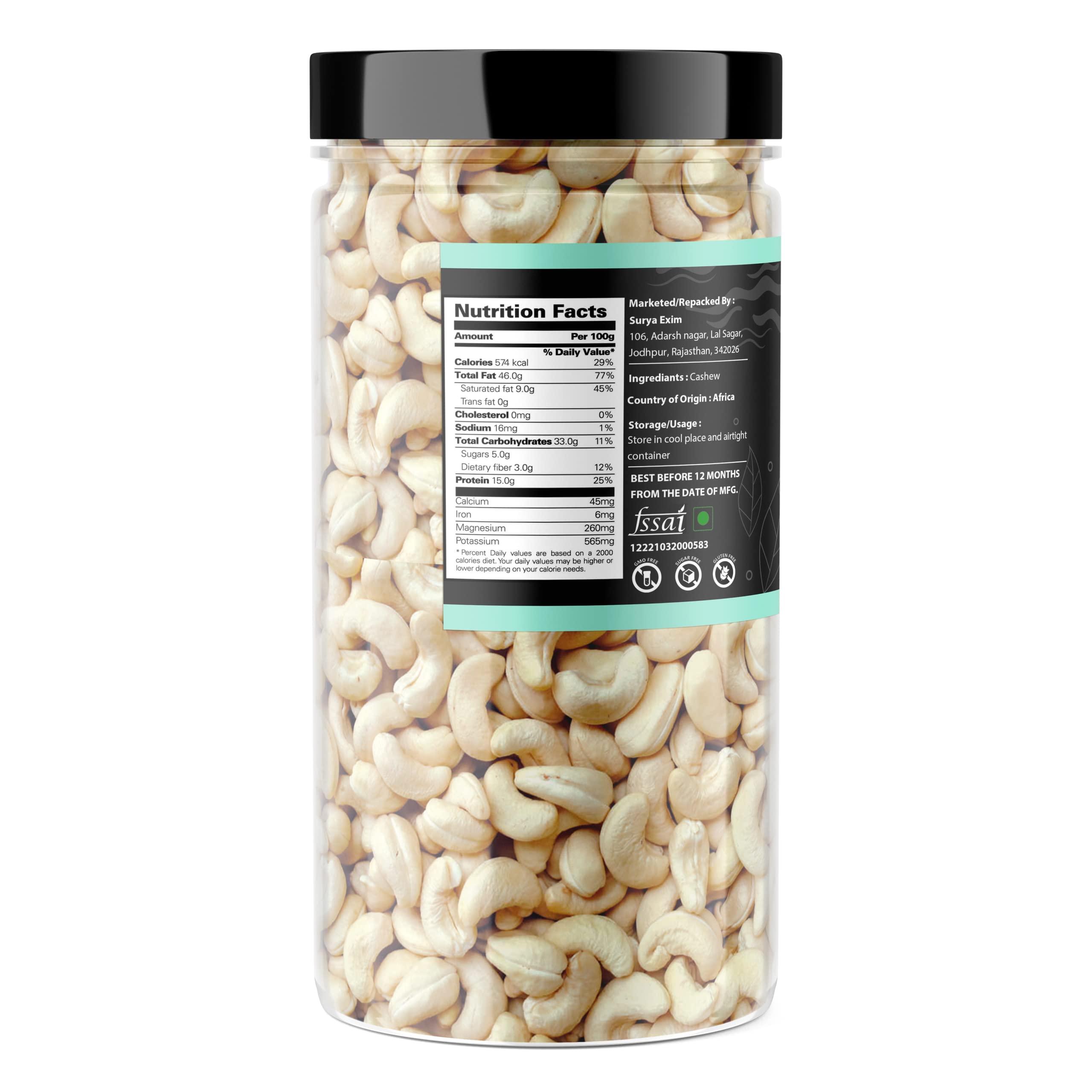 Organic Box Organic Box Cashew Nuts/Kaju Whole Kernels Plain for Caterers, Restaurants, Sweet Makers - Crispy, Crunchy, Off-white, 500 Gram - Diwali Gift Pack