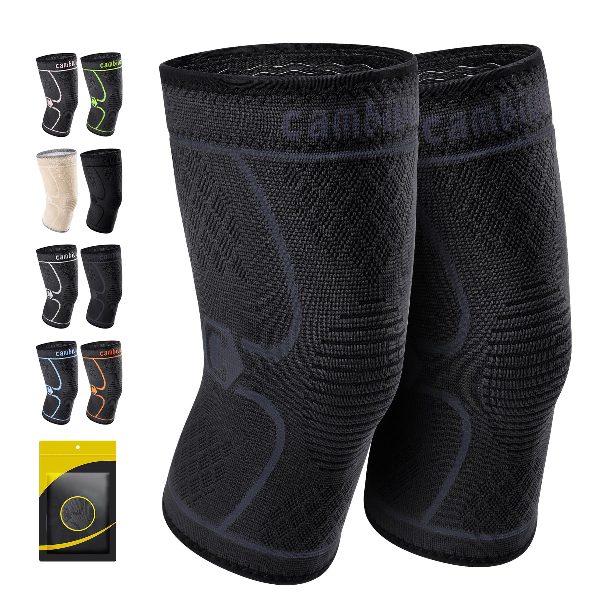 CAMBIVO CAMBIVO 2 Pack Knee Brace, Knee Compression Sleeve for Men and Women, Knee Support for Running, Workout, Gym, Hiking, Sports (Slate Blue,Medium)
