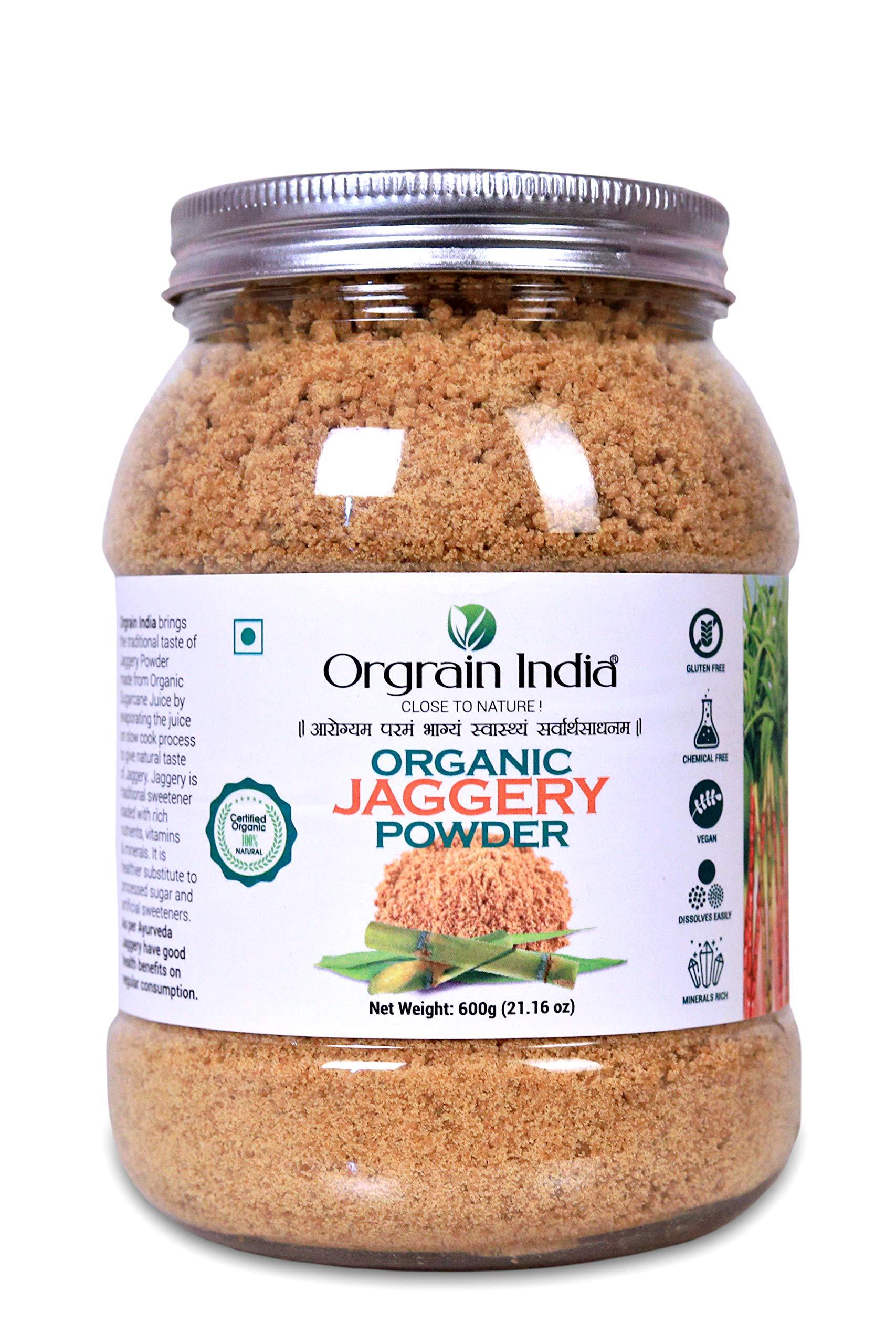 Orgrain India Orgrain India Organic Jaggery Powder, 1.2 Kg (Pack of 2*600g) | Hand Crushed Gur Powder | Organically Grown | No Preservatives Added | No Artificial Flavors