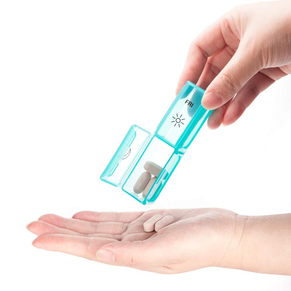 BUG HULL BUG HULL Pill Organizer 2 Times a Day, Large Weekly Pill Box AM PM, 7 Day Pill Case, Day and Night Vitamin Containers for Vitamins, Pill Holder for Supplements