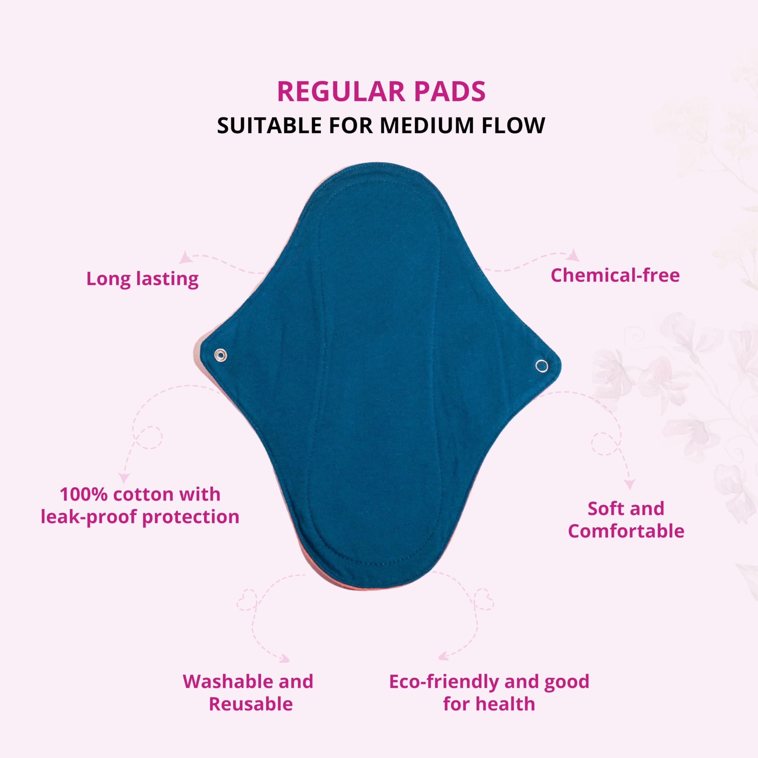 GIOCARE REUSABLE CLOTHPADS GIOCARE Reusable Cloth Pads | Women\'s Cloth Pads | Reusable Period Pads |Cloth Pad For Periods | Period Pads For Women | Cotton Cloth Pads | Sanitary Pads For Women | Leak Proof & Rashes Free, Pack-10