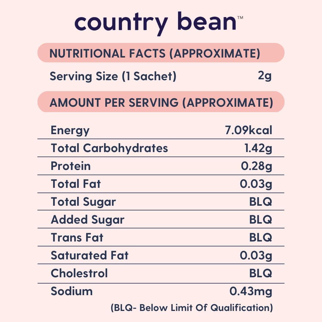 Country Bean Country Bean Assorted Flavour Box (2g x 30 sachets) | 100% Arabica Coffee, Freeze-dried, 6 Sachet Flavours - Hazelnut, Caramel, Vanilla, Original, Blueberry Muffin, Strawberry Cheesecake