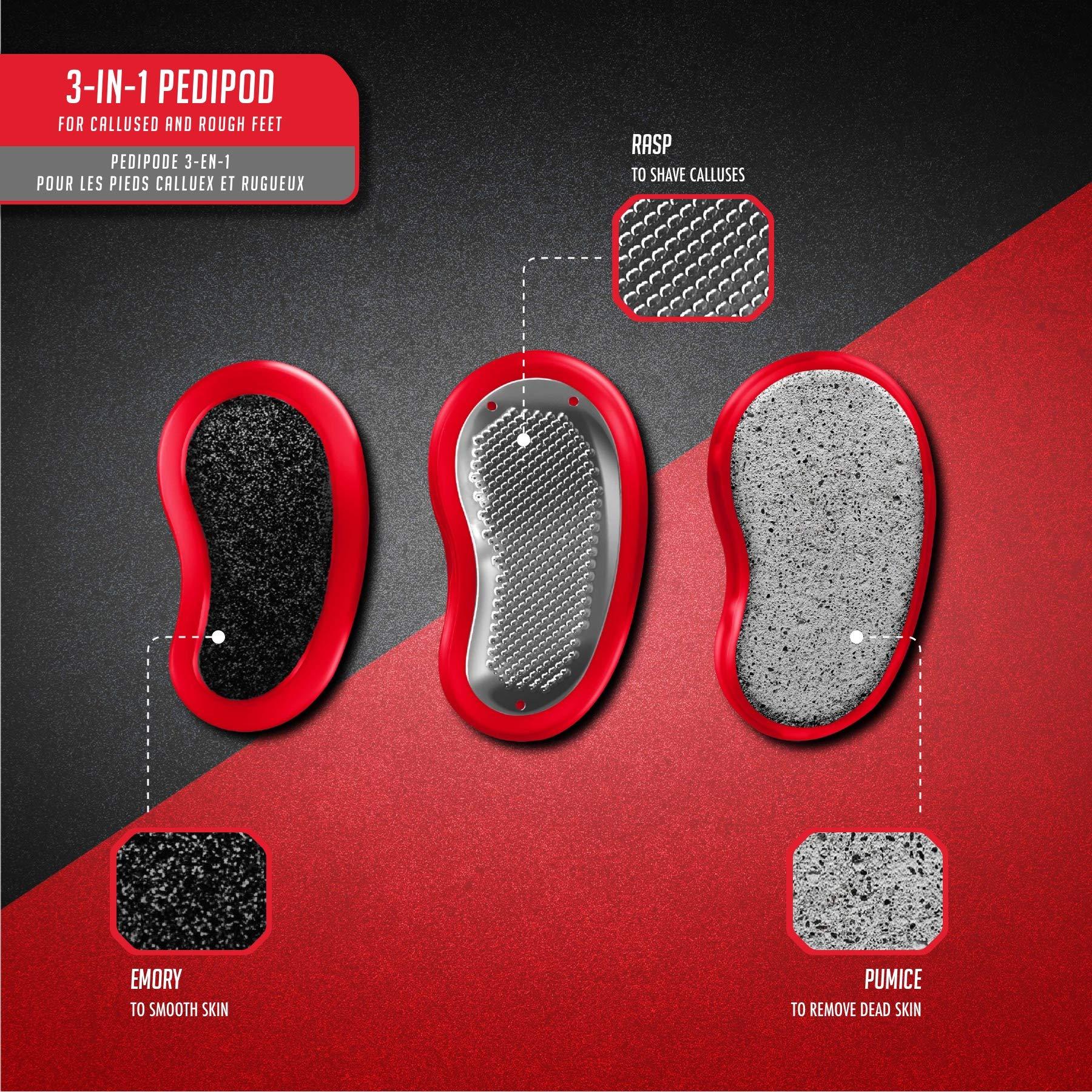 Man Made Man Made: 3-In-1 PediPod, Smooth and Repair Rough Feet, Become a Better Man (Red)
