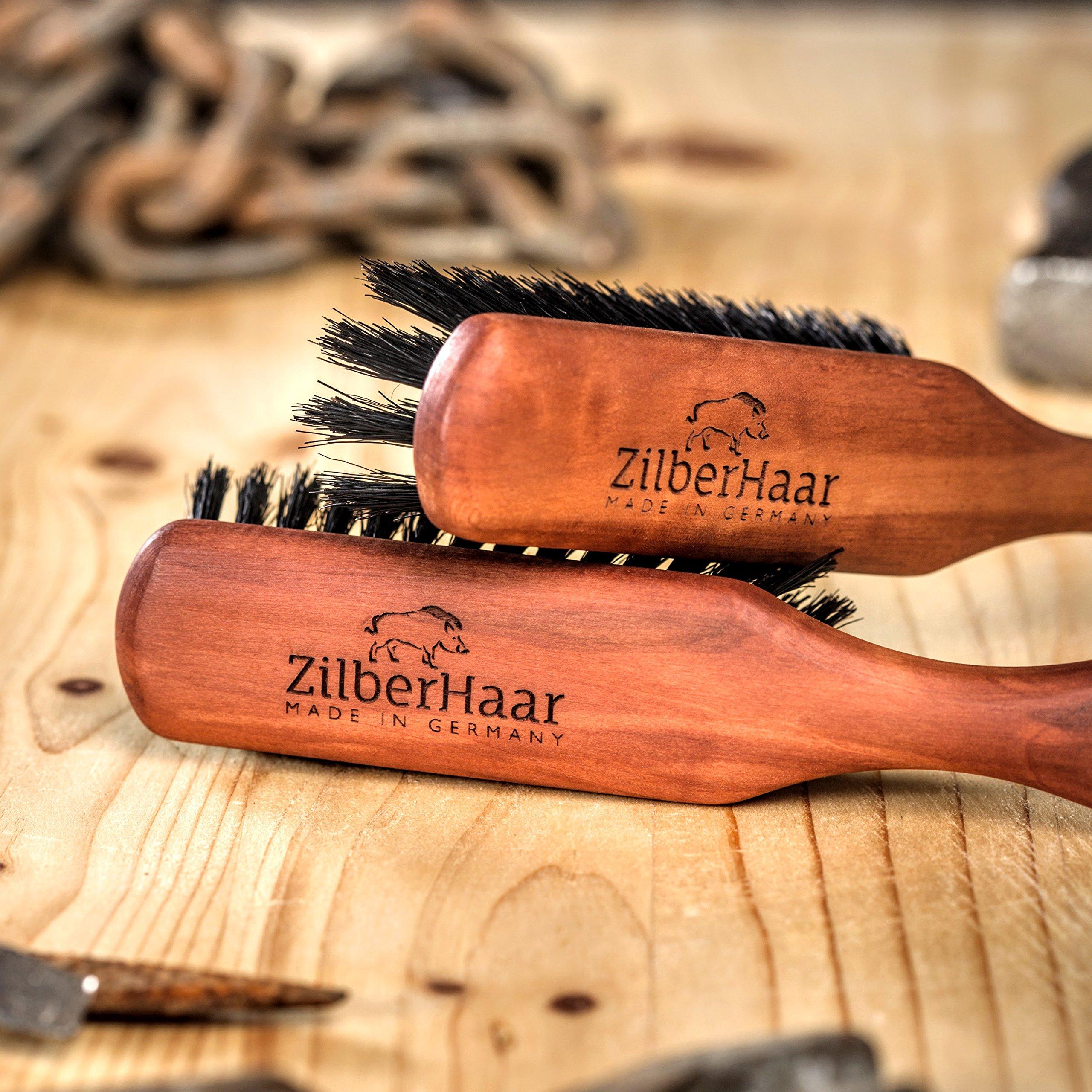 ZilberHaar ZilberHaar Beard Brush (Soft Bristles) | 100% Boar Bristle & German Pearwood | Works With All Beard Balms & Oils | Made in Germany