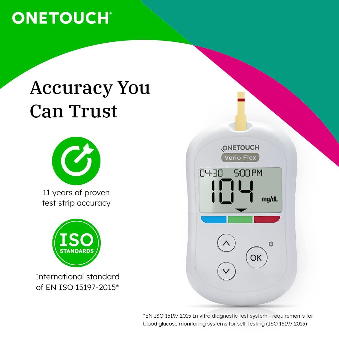 OneTouch OneTouch Verio Flex glucometer machine | Sync your results with OneTouch Reveal mobile app| Simple & accurate testing of blood sugar levels at home | Global Iconic Brand | FREE 10 Test Strips + 10 Sterile Lancets + 1 Lancing device