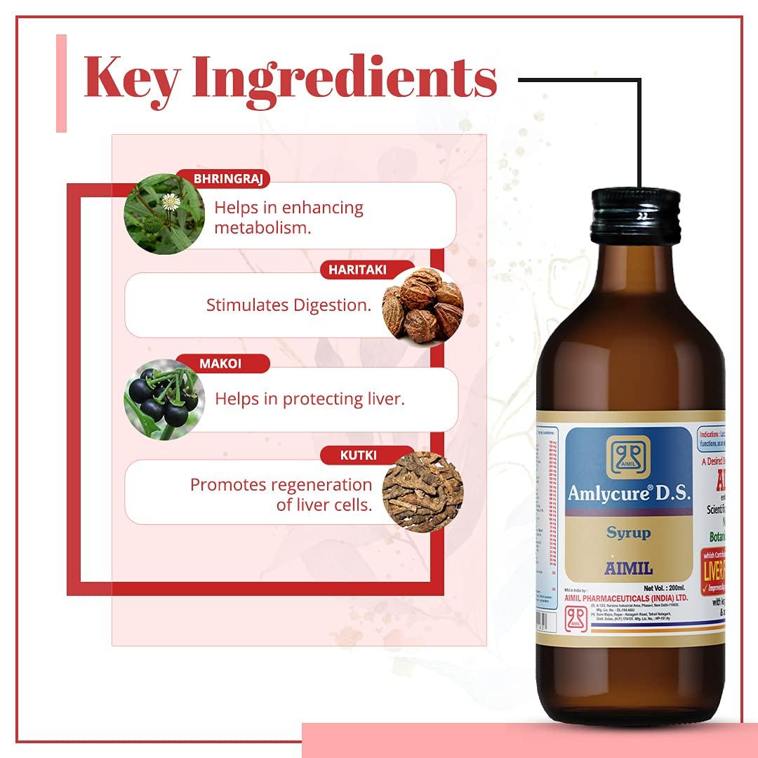 AIMIL AIMIL Amlycure D.S. Syrup -200ml | Ayurvedic Liver Health Protector  Natural Liver Herbal Tonic | Metabolism Booster