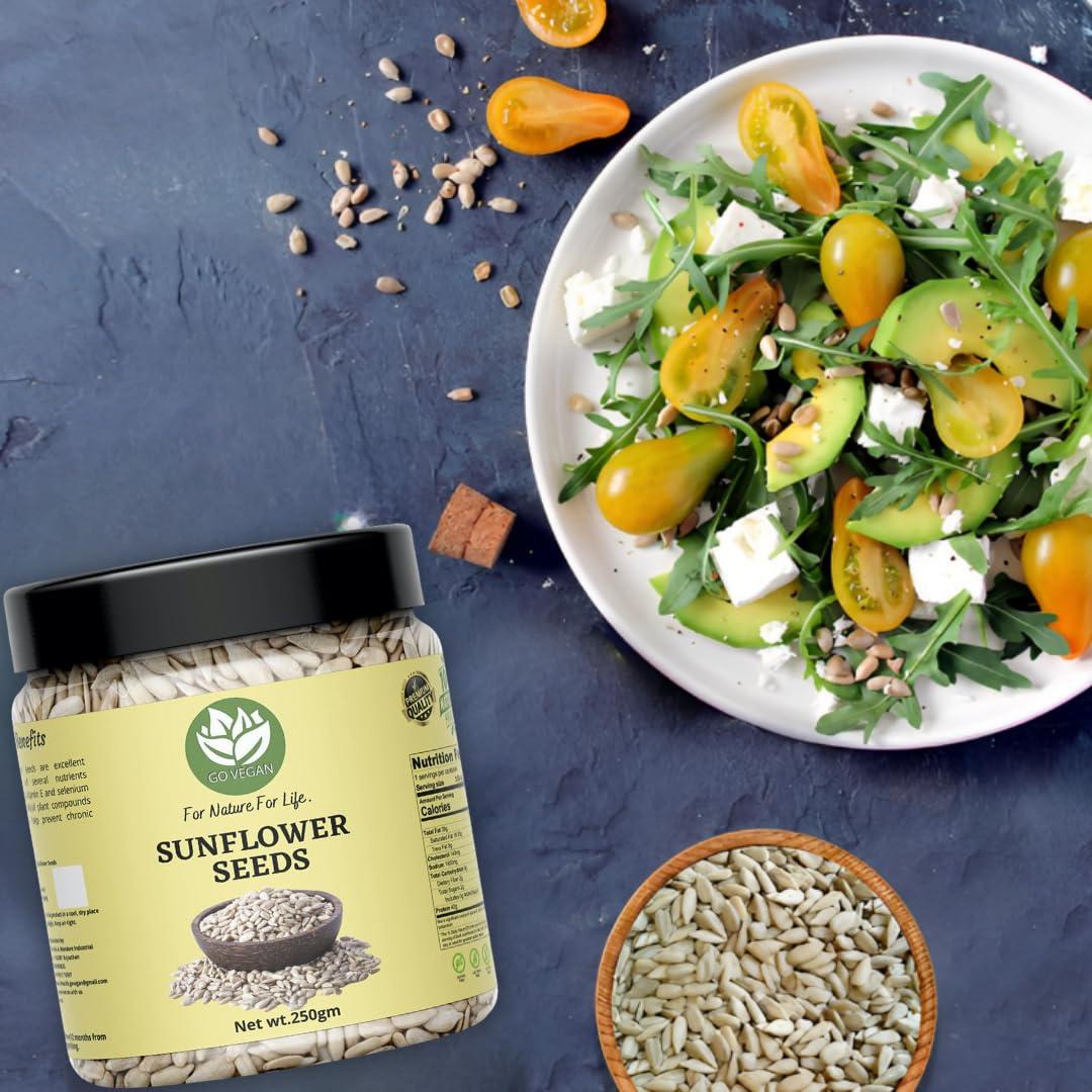 Go Vegan GO VEGAN Raw Pumpkin, Sunflower Seeds for Eating Protein and Fibre Rich Food For Immunity Booster Diet Food Pack of 2-250g (JAR Pack)