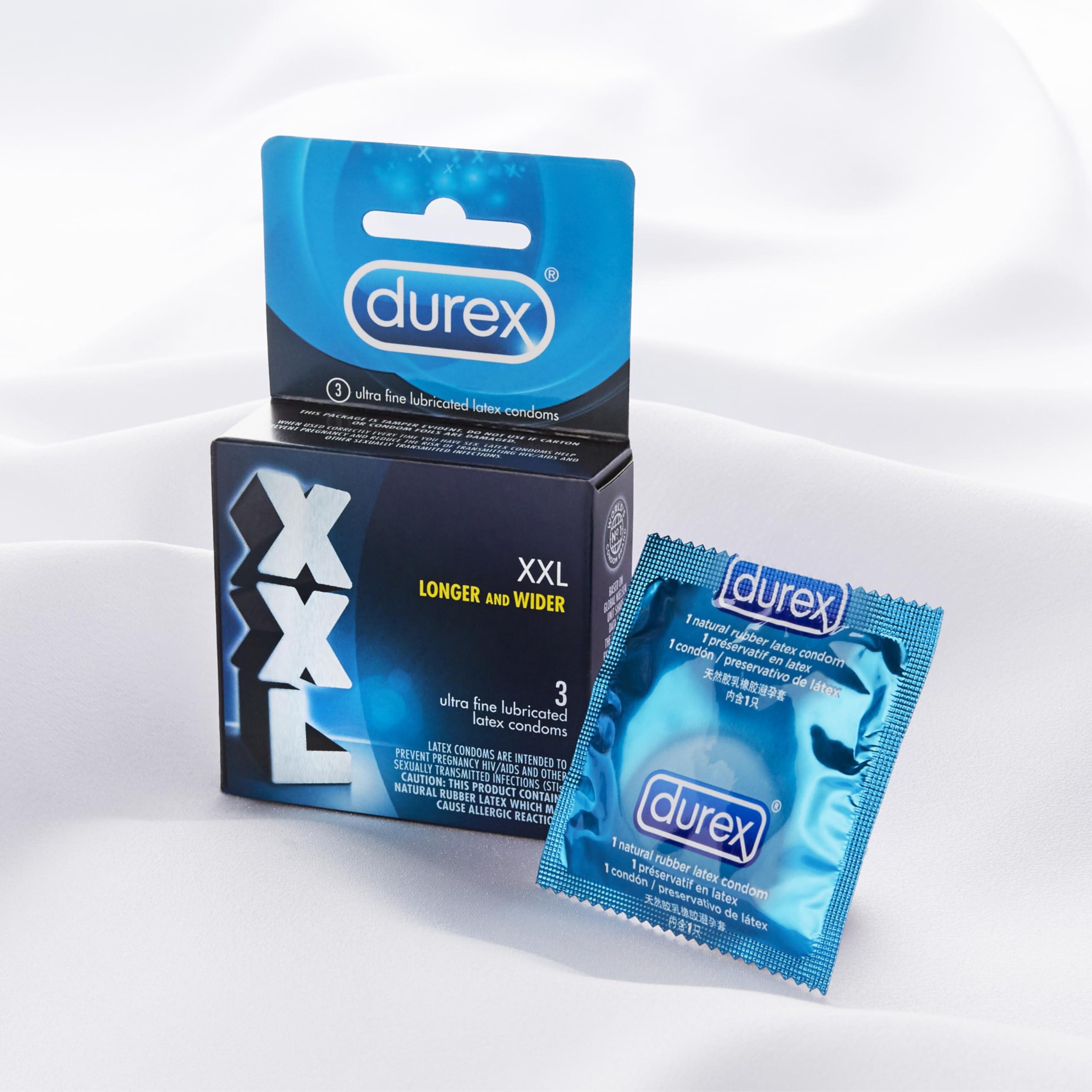 Durex Durex XXL Lubricated Extra Large Premium Condoms, 3 Count