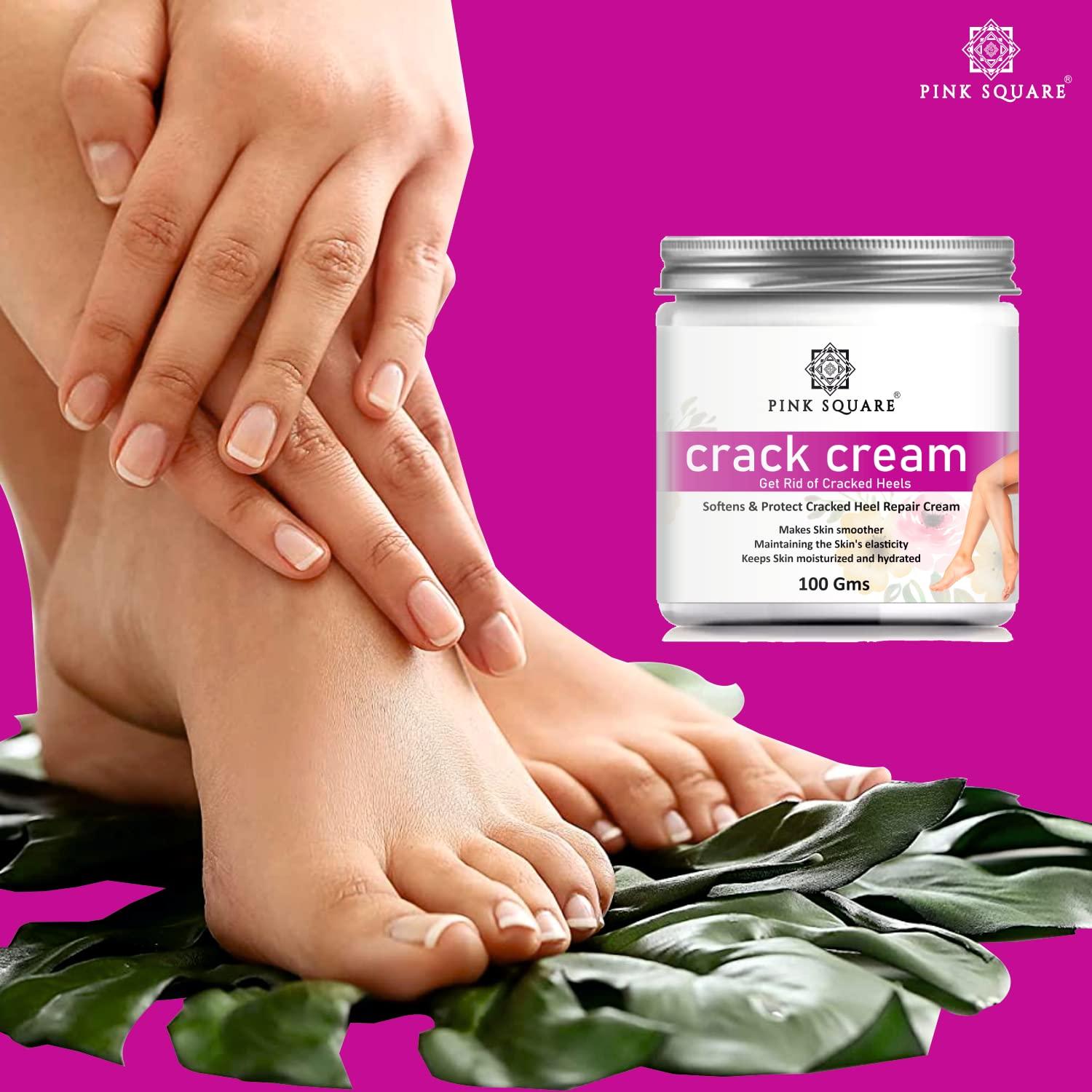 Pink Square Pink Square Cream, Foot cream, Foot care for diabetic, For Dry & Cracked Feet, Moisturizes & Soothes Feet, Heel Repair, For Calloused, or Chapped Skin, Paraben Free - Pack of 4 of 100g