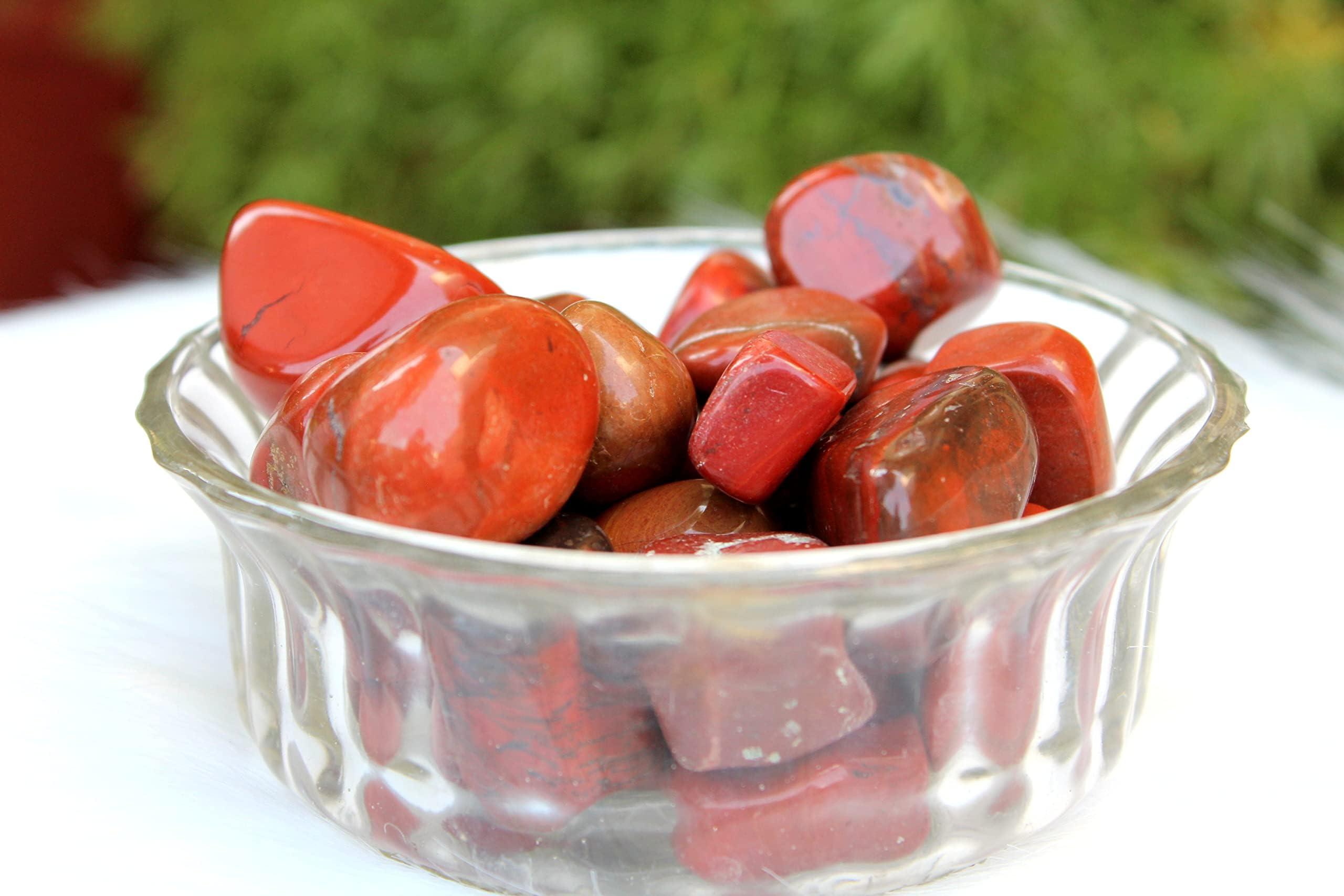Jet International Crystal Jet Red Jasper Nice Tumbled Stone 100 gm Healing Positive Energy Reiki Pouch Aura