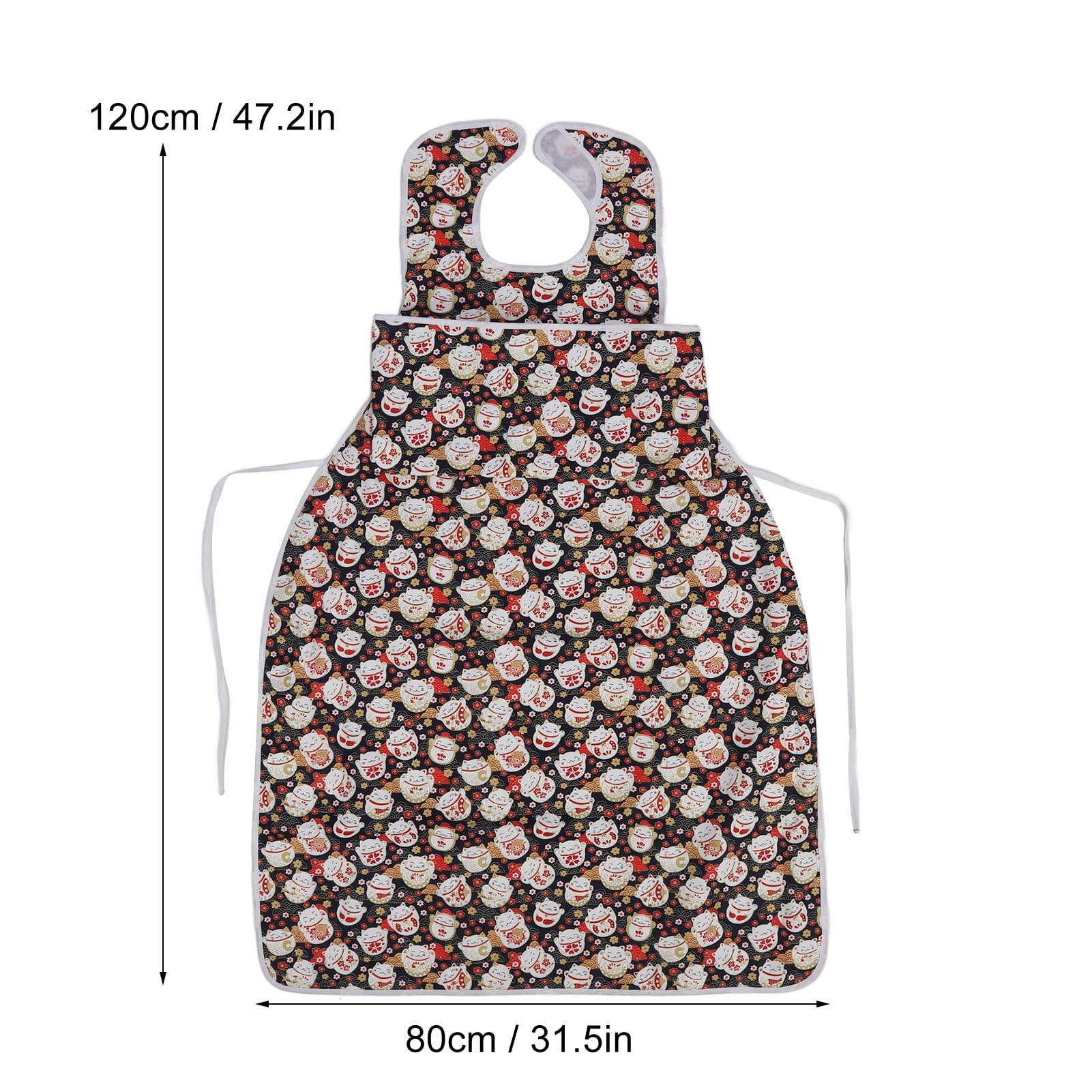DNEI DNEI Adult Long Bib, 3D Large Calibre Food Clothing Protector Foldable for Elderly for Lunch (Cat Pattern)