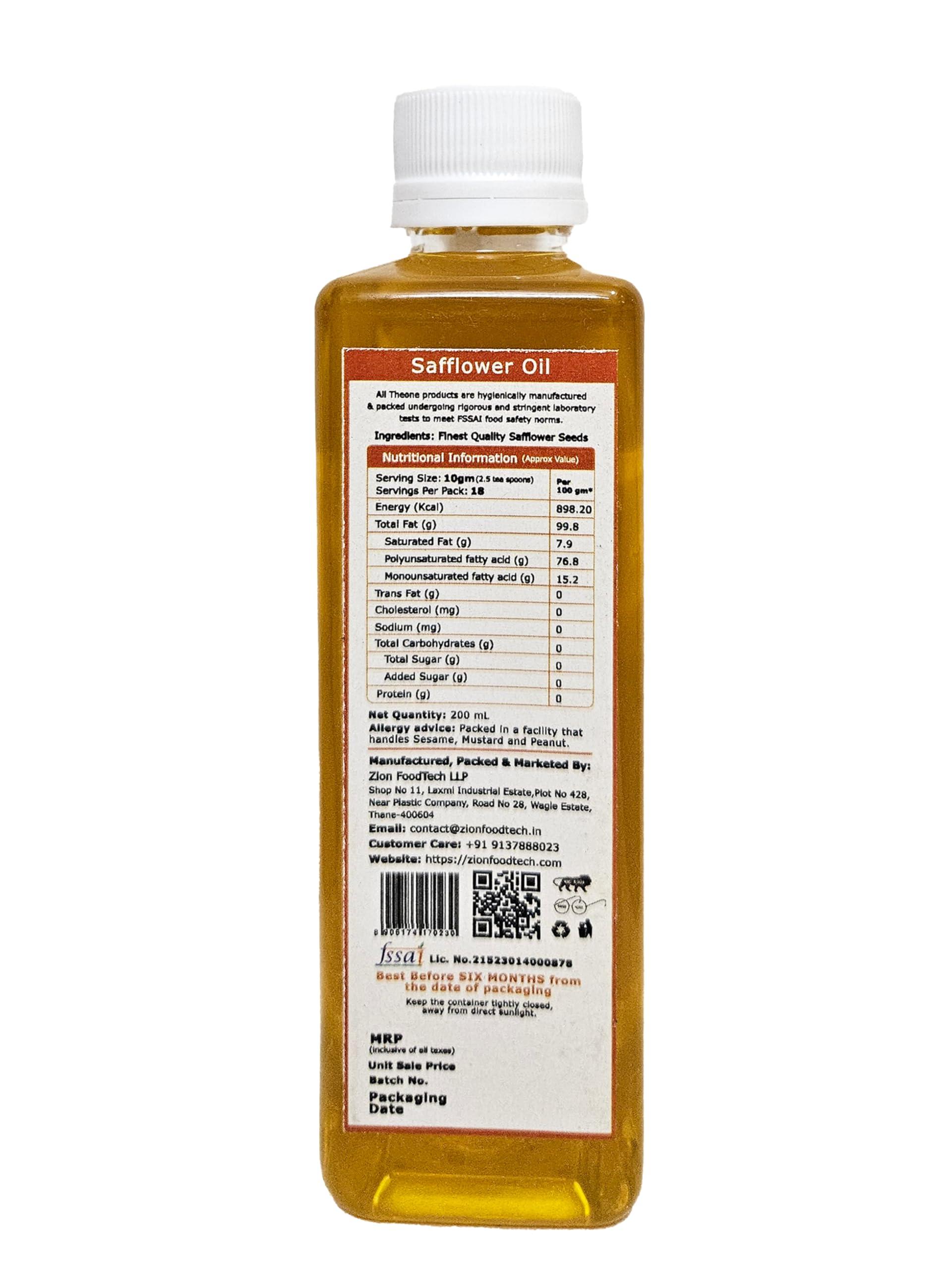 THEONE THEONE Safflower Oil | Wood Pressed (Lakdi Ghani/Kolhu/Chekku) Method | Virgin | Kusube Enne, Kusum ka Tel | Daily Cooking & Healthy Oil | Chemical Free | THEONE - traditional quality oils (200 mL)