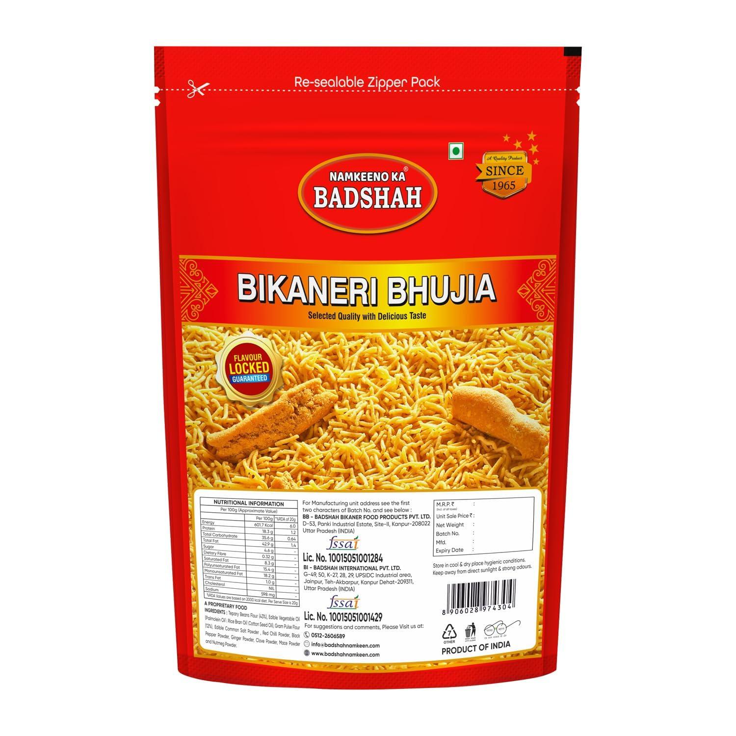 NAMKEENO KA BADSHAH Badshah Combo of Bikaneri Bhujia 1Kg and Tasty Nuts 400gm Namkeen Gift Pack, Spicy Coated All Time Favourite Indian Snacks| Dalmoth Ready to Eat Crispy & Light Snacks