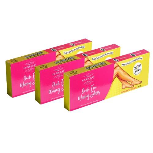 Embuer Embuer Non-woven Eco-Friendly Hair Removal Body Wax Strips All Skin Type -for Face Legs Arms, Underarms Facial Eyebrows Neck Bikini Line and Back (PACK OF 3)
