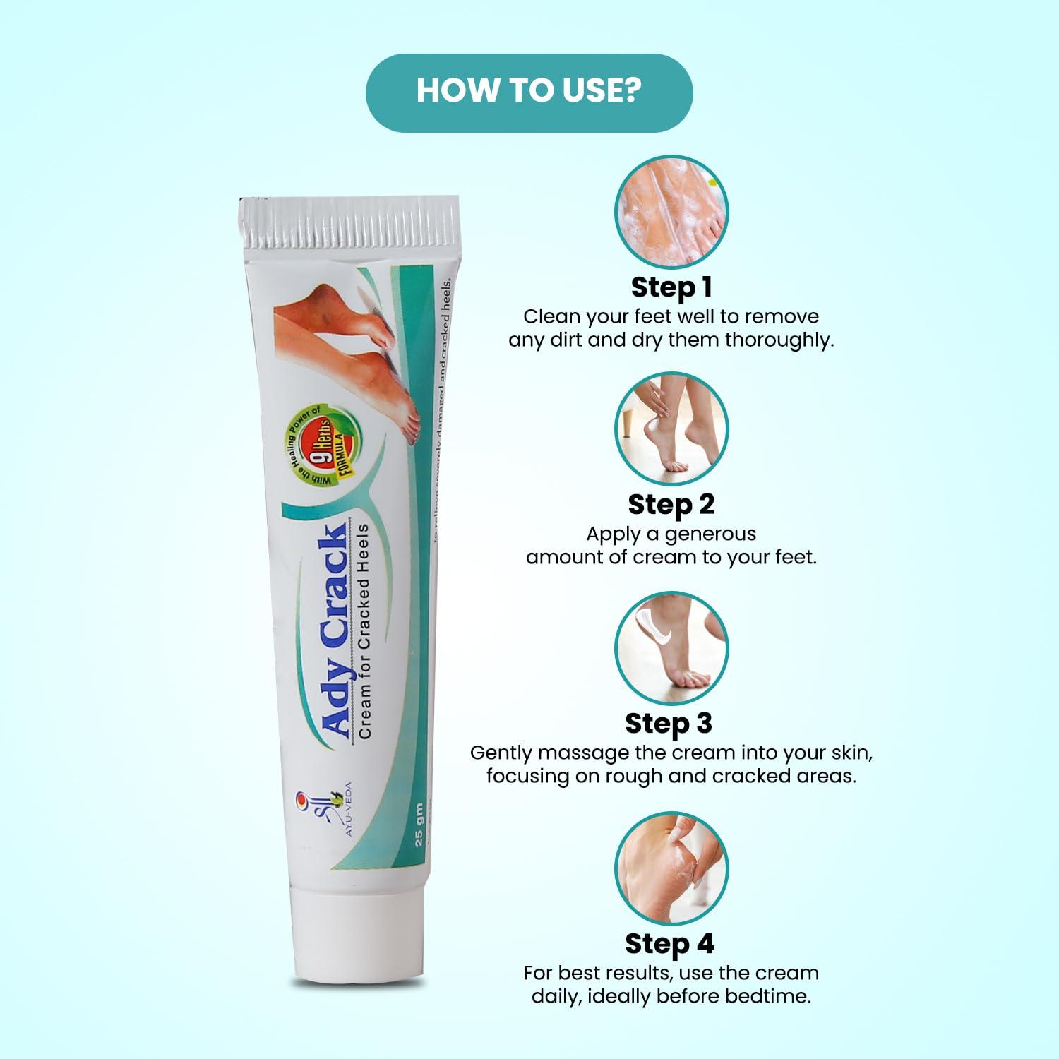 LABOLIA Shree Ayu-Veda Ady Crack Cream, Foot cream, For Dry & Cracked Feet, Moisturizes & Soothes Feet, Heel Repair, Chapped Skin | 9 Herbs Formula - 5 x 25g (pack of 5)