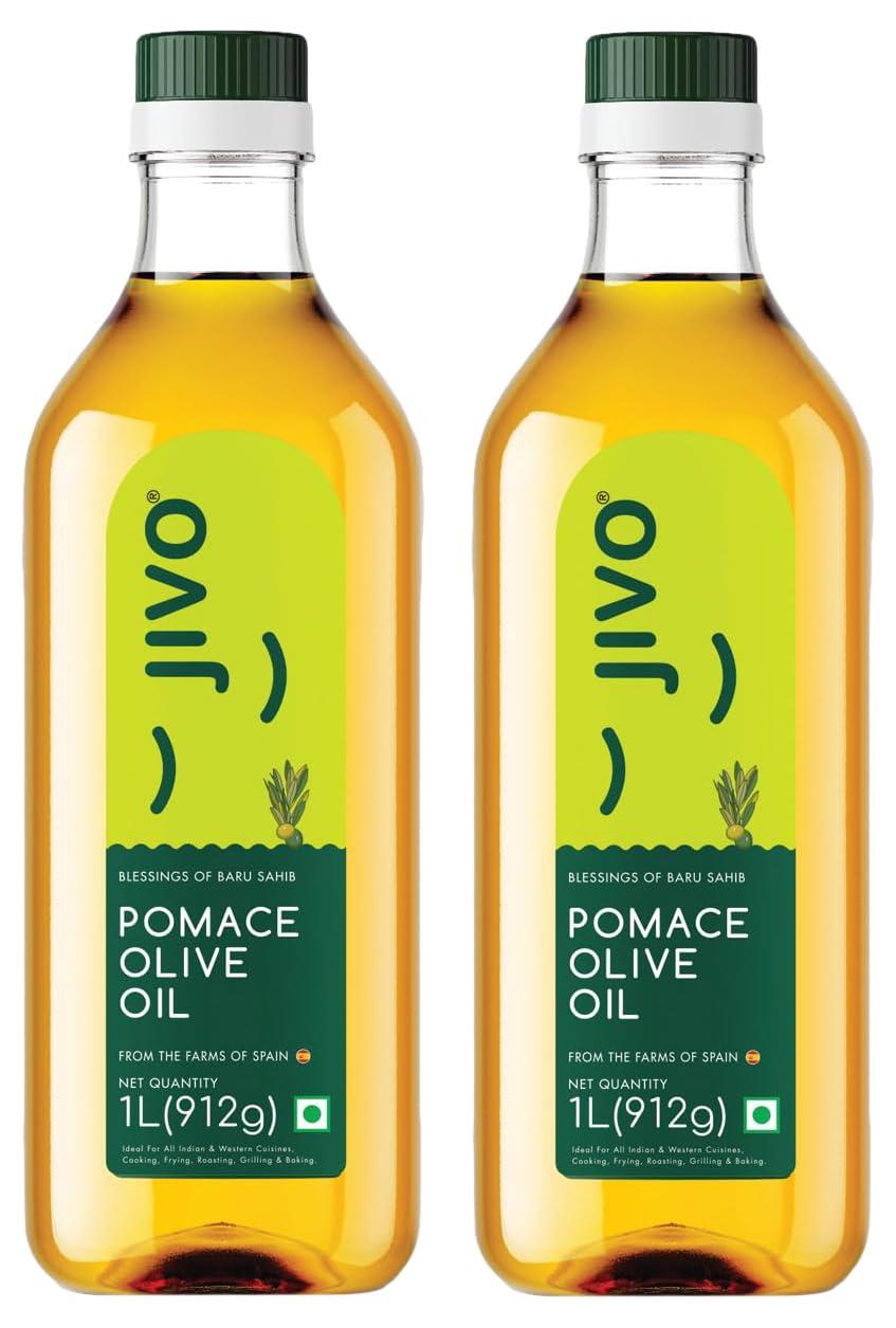 JIVO Jivo Daily Cooking Pomace Olive Oil |1 Litre | Rich in MUFA | Low in Saturated Fat (Pack of 2)