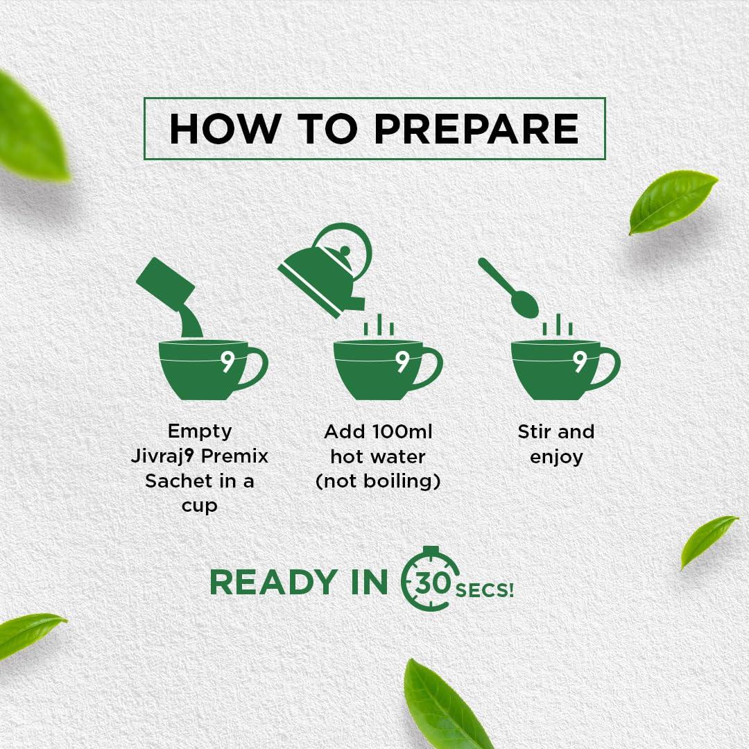 Jivraj 9 Jivraj 9 Combo Pack of Instant Tea Premix, Masala Instant Tea Premix (Pack of 2) & Lemon Grass Instant Tea Premix (Pack of 2), 10 Sachets Each, Pack 4