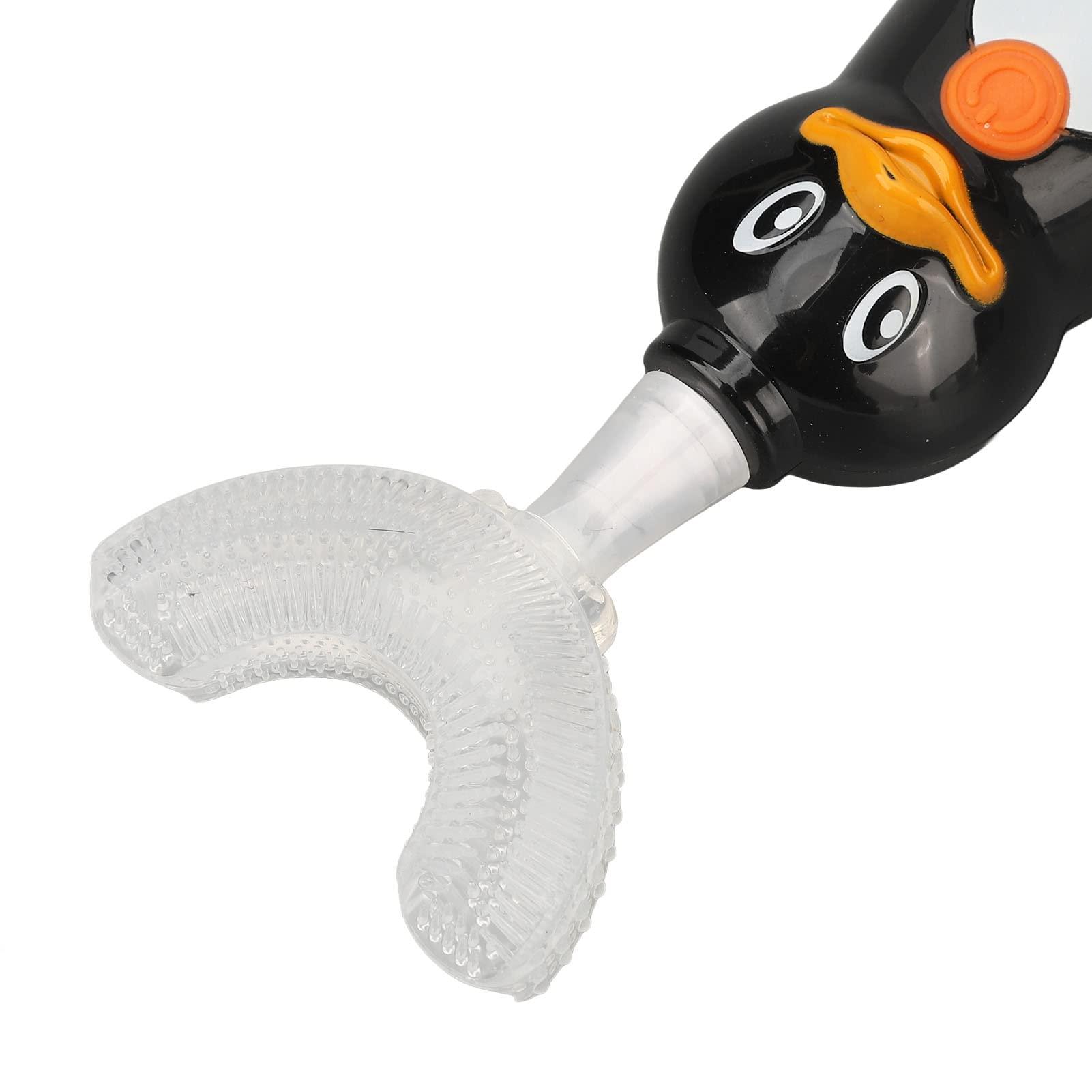 Soraz Kids Electric Toothbrush Silicone Sonic Quick Cleaning Toothbrush Cute Teddy Bear Home (Black)