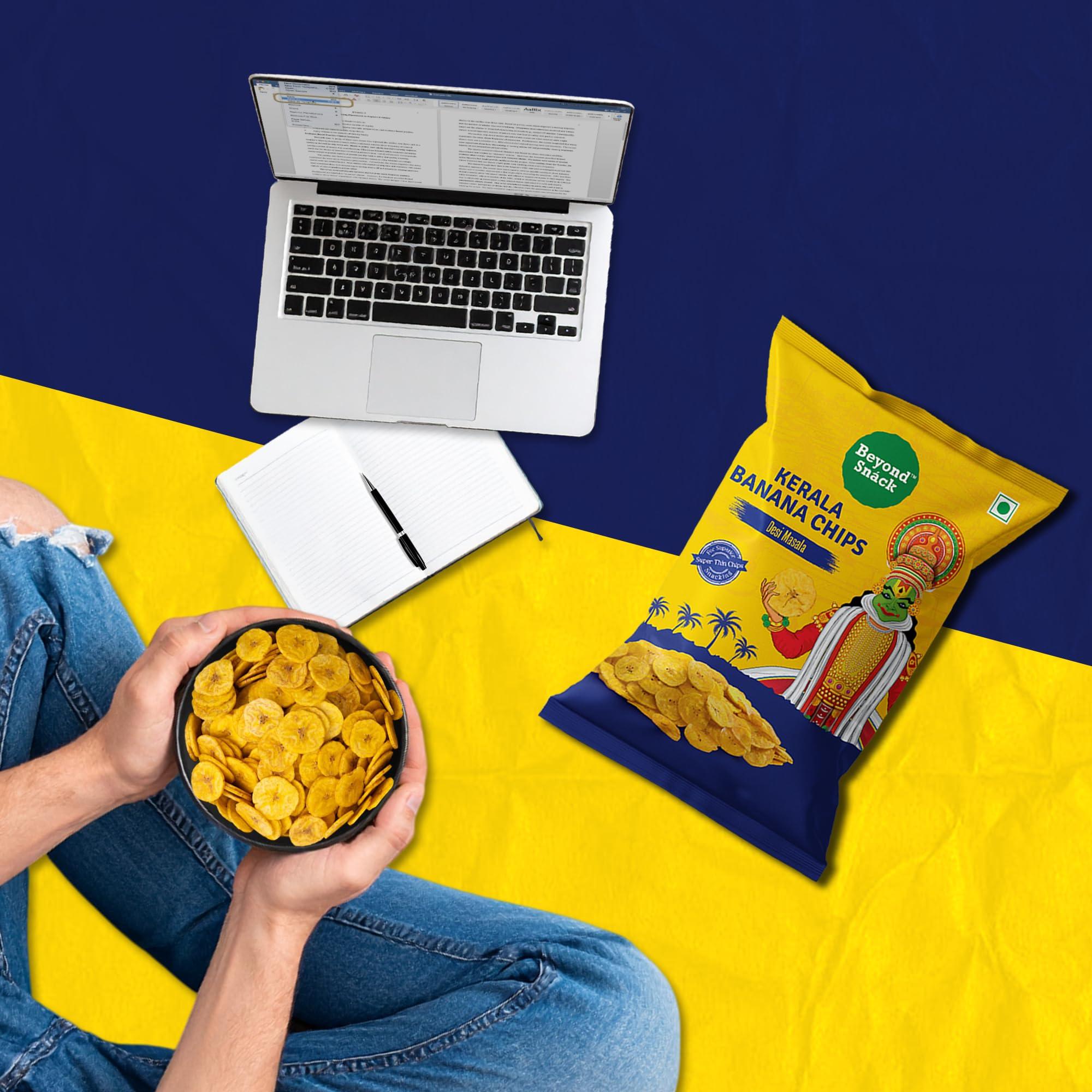 BEYOND SNACK Beyond Snack Kerala Banana Chips Thin Crunch Crispy Snacks 600g (100g*6packs) - Party Pack (600gms (Pack of 6), Combo)