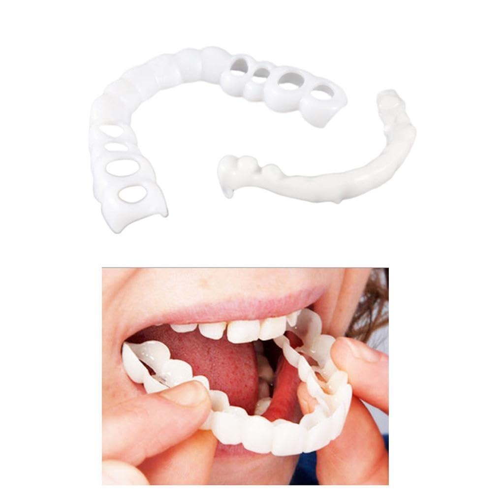 COMBR COMBR Silicone Upper/Lower False Teeth Dental Veneers Dentures Fake Tooth Upper