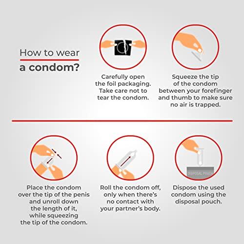 Skore Skore Nothing Thinnest Condoms | Flavored Strawberry with Disposal Pouches | pack of 1 | 10's each