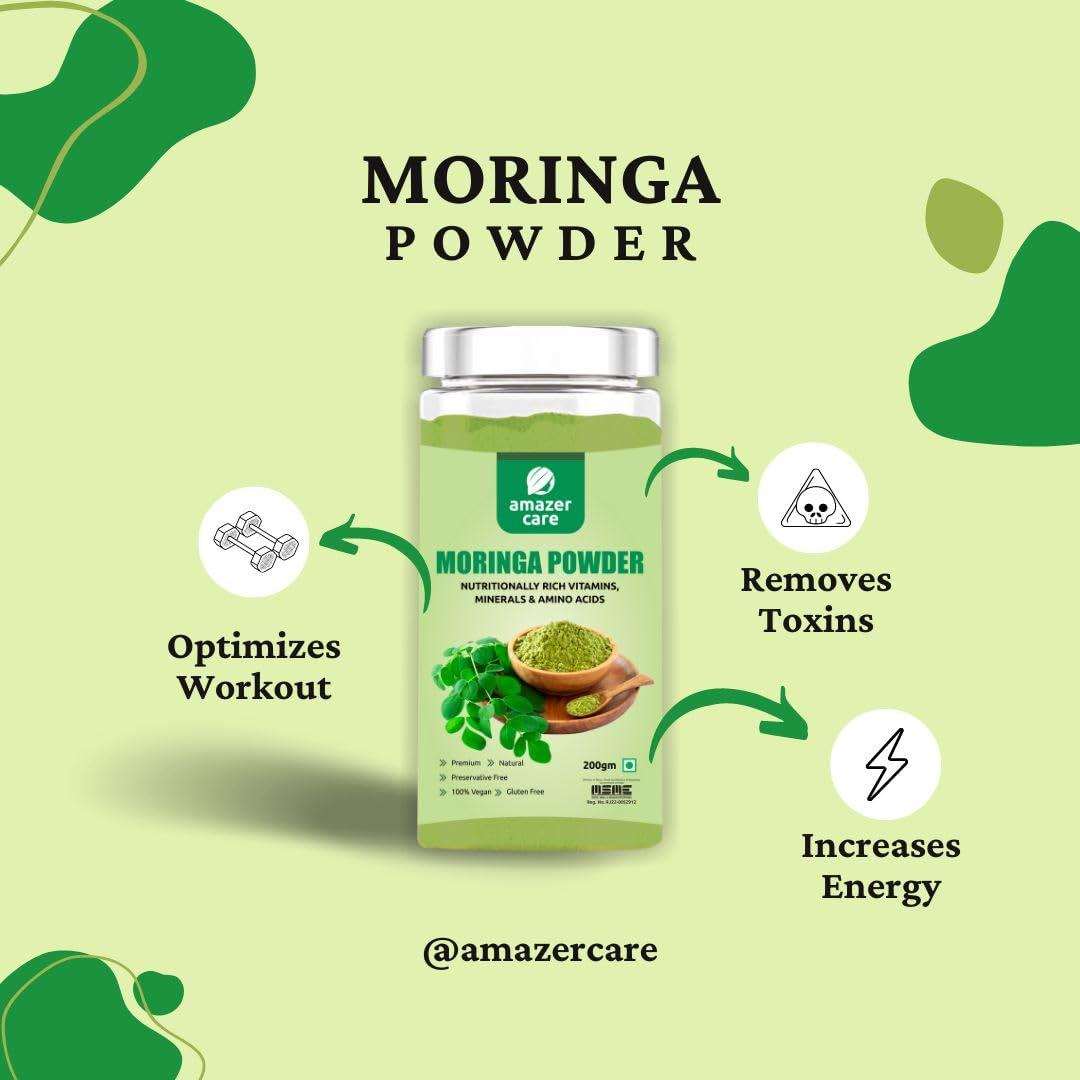 AmazerCare AmazerCare Beetroot & Moriga Powder Combo (2 Jars, 200/100gm) - Nutrient-Rich Superfood, Pure & Natural For Eating & Drink, For Detox & Health, Antioxidants