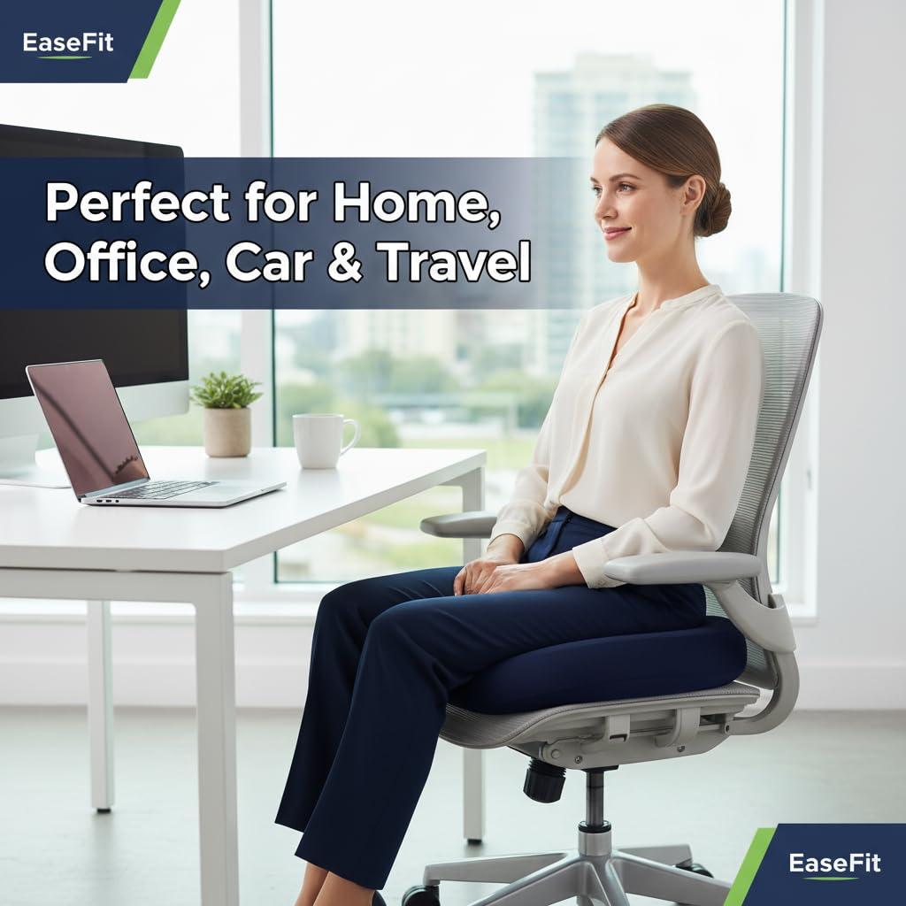EASEFIT EASEFIT Orthopedic Soft Foam Donut Ring Cushion Pillow for Piles, Hemorrhoids Coccyx Tailbone Fistula Sciatica Post Natal Chair Lumar Pain Relief During Pregnancy, Seat Pillow, Washable, Blue
