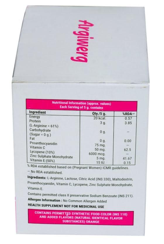 Generic Argiwerg L-arginine, Lycopene, Proanthocyanidin, Vitamins & Zinc Granules 20 Sachets