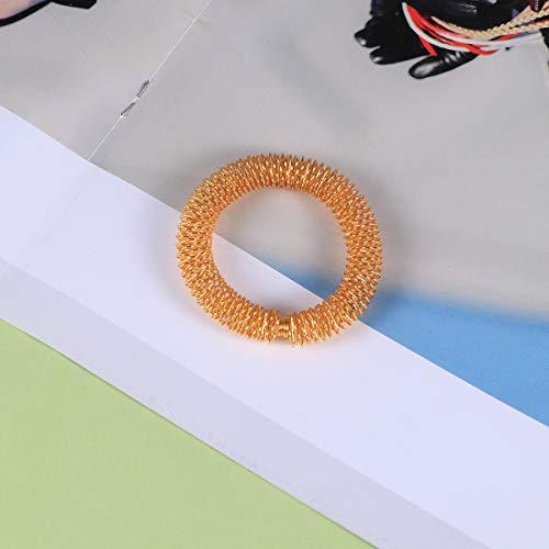 Artibetter Artibetter Acupressure Bracelet Acupressure Rings Finger Massage Ring for Kids Teens Adults Sport (Golden)