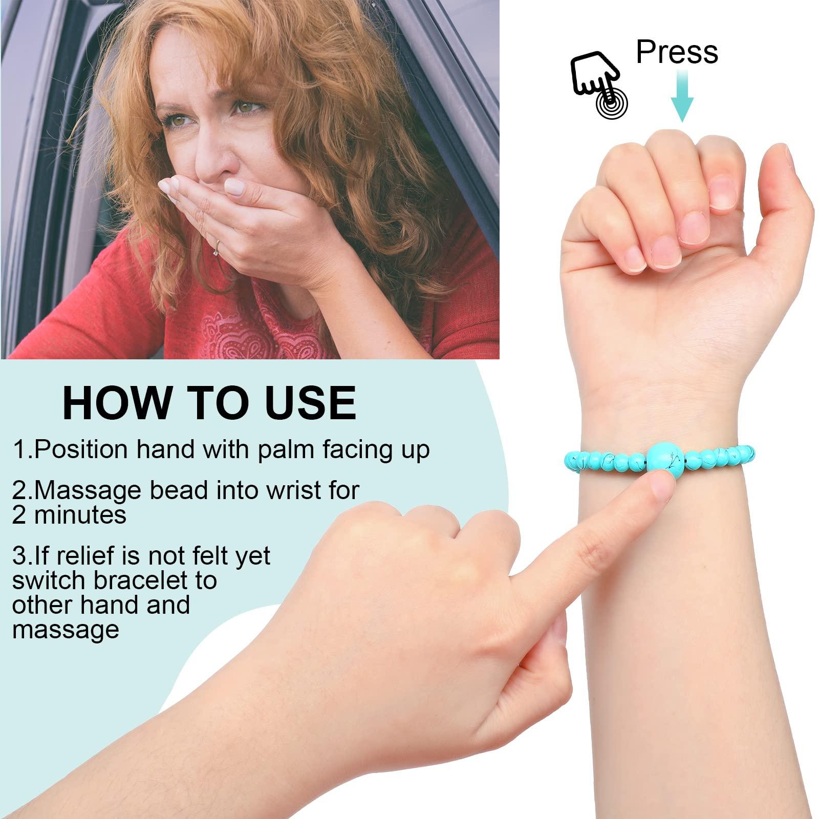 Sureio 6 Pieces Anti Nausea Wristband Adjustable Motion Sickness Bracelet Morning Sickness Sea Bands for Pregnancy Acupressure Seasickness Wristband for Kids Adults Nausea Car Sickness Travel Sickness