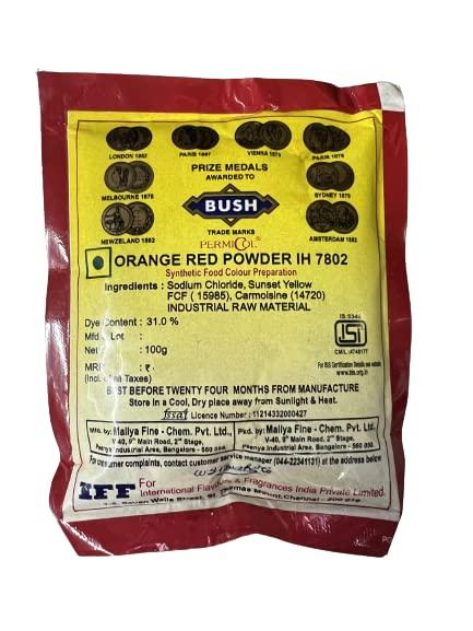 Dia Diet Bush Synthetic Food Colour Preparation | Orange Red Powder in 7802 | A++ Grade (100g Pouch x 8 Pcs (800g))