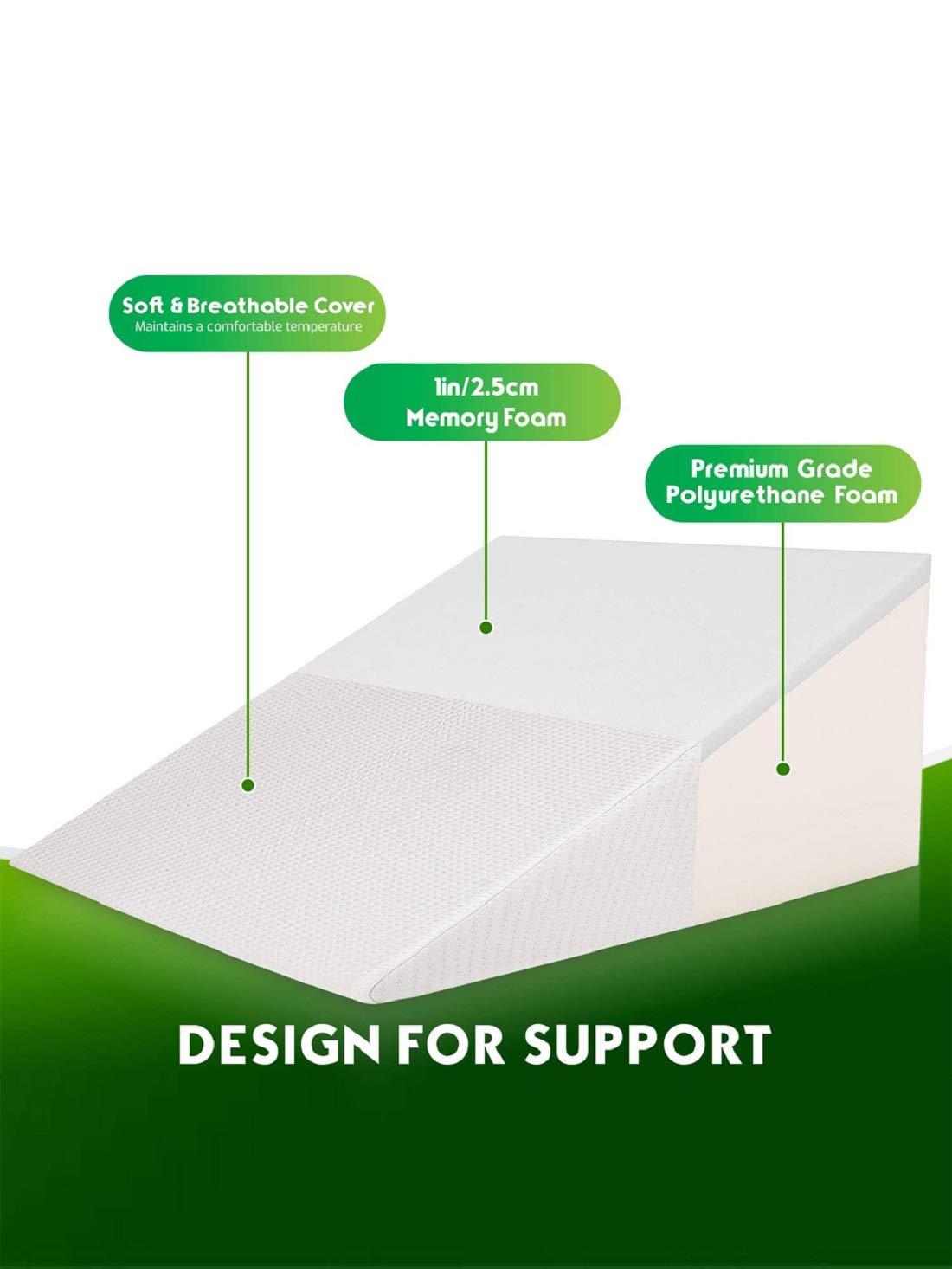 Heart Home Heart Home Bed Wedge Pillow for Acid Reflux for Sleeping Helps in Heartburn Leg Elevation Post Surgery| Medical Grade Sponge | Washable Dryfit Soft Fabric Dark Colour Cover (Cream)-HEART11419