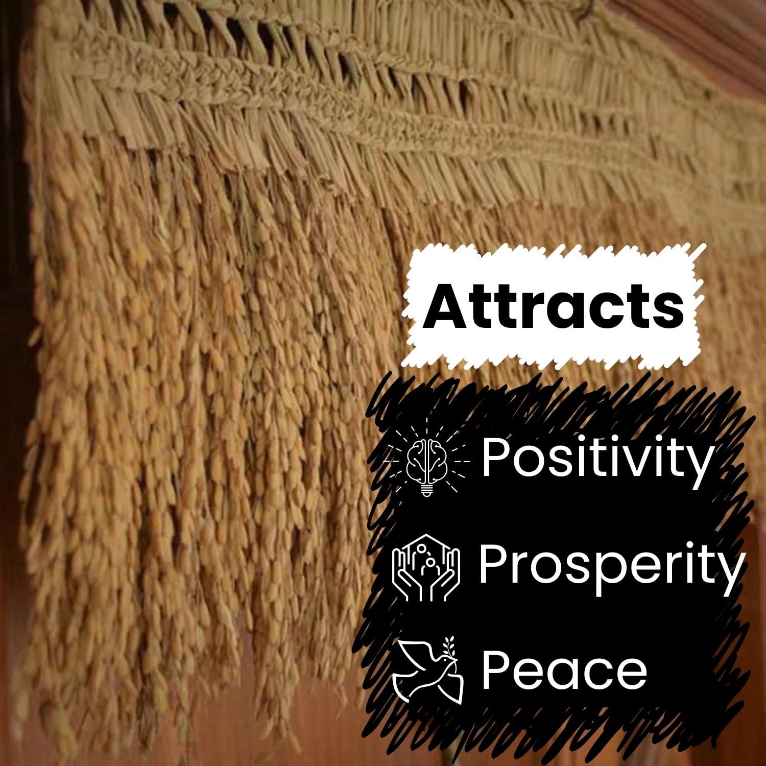 TRU TOYS TRU Paddy Torana for Entrance Door, Handicraft Door Hanging Toran with Natural Golden Paddy Grains, Traditional Nelmani Thoranam for Pooja Room Main Door Decoration and Door Ornaments (3.5 Feet)