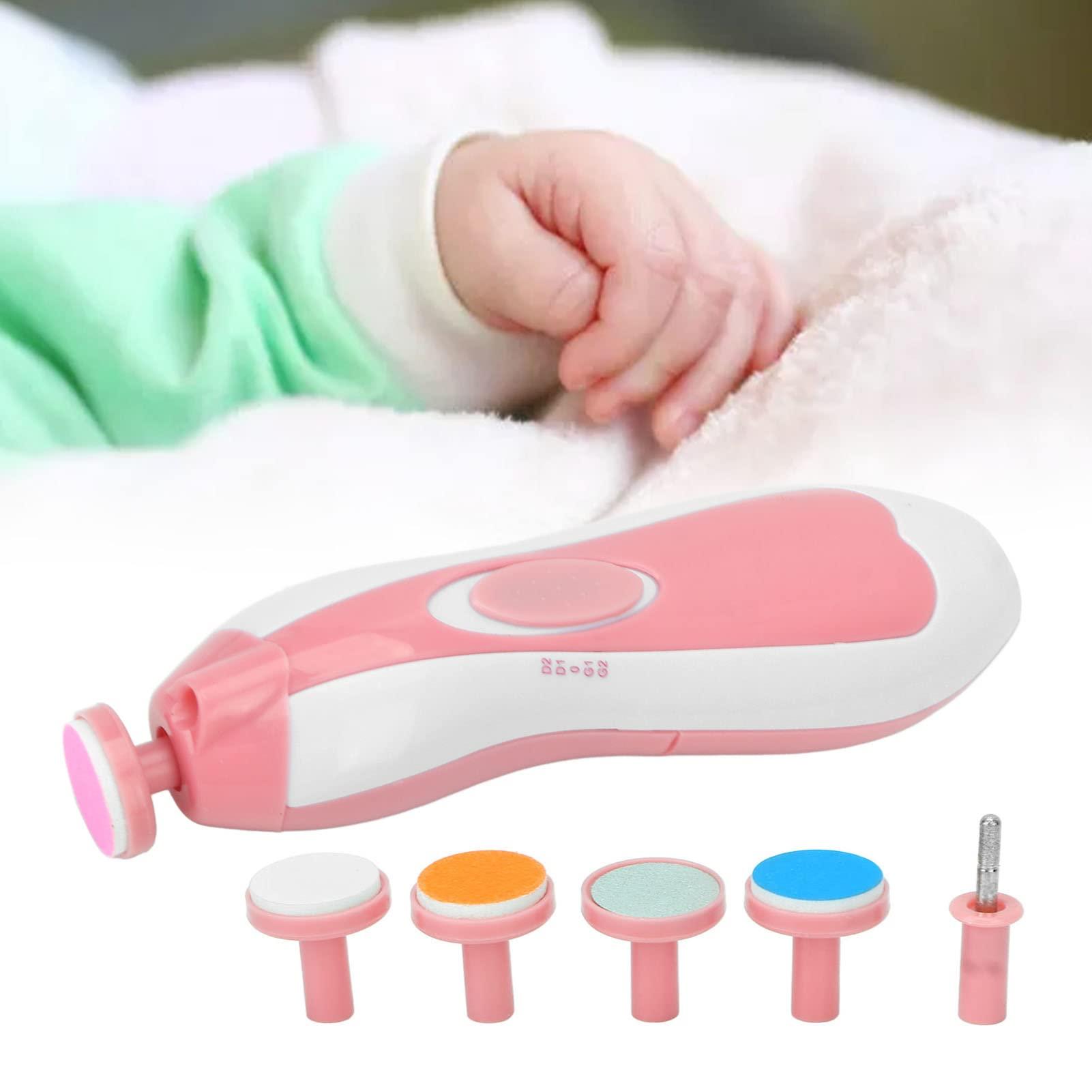 Bannt Infants Nail File, Baby Electric Nail Trimmer Replaceable Manicure Care with 6 Grinding Head for Toes Fingernails (Pink)
