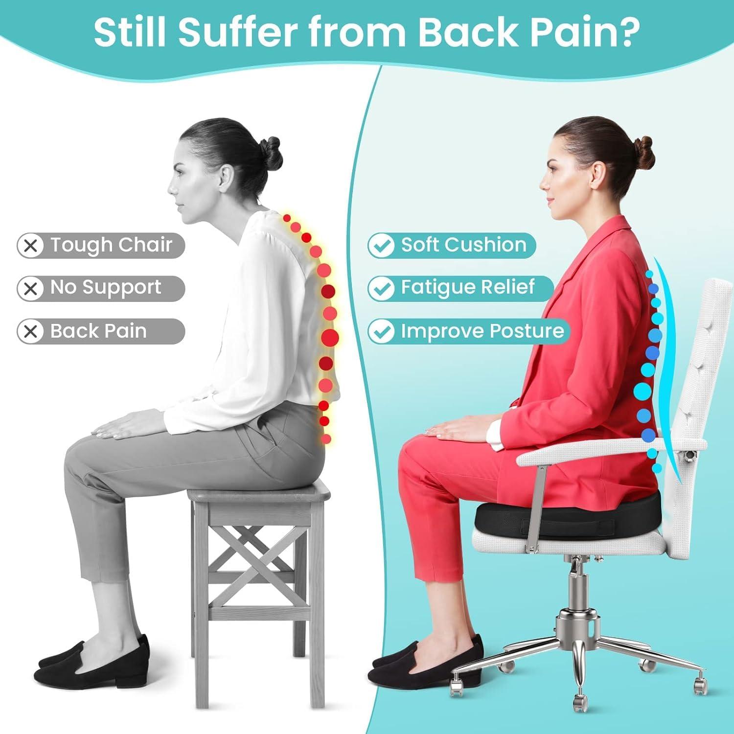 2Buds 2Buds Coccyx Seat Cushion with Orthopedic Gel Memory Foam, Cushion for Tailbone Pain, Sciatica & Back Pain Relief, U Shape Hip Support for Chair [Black]